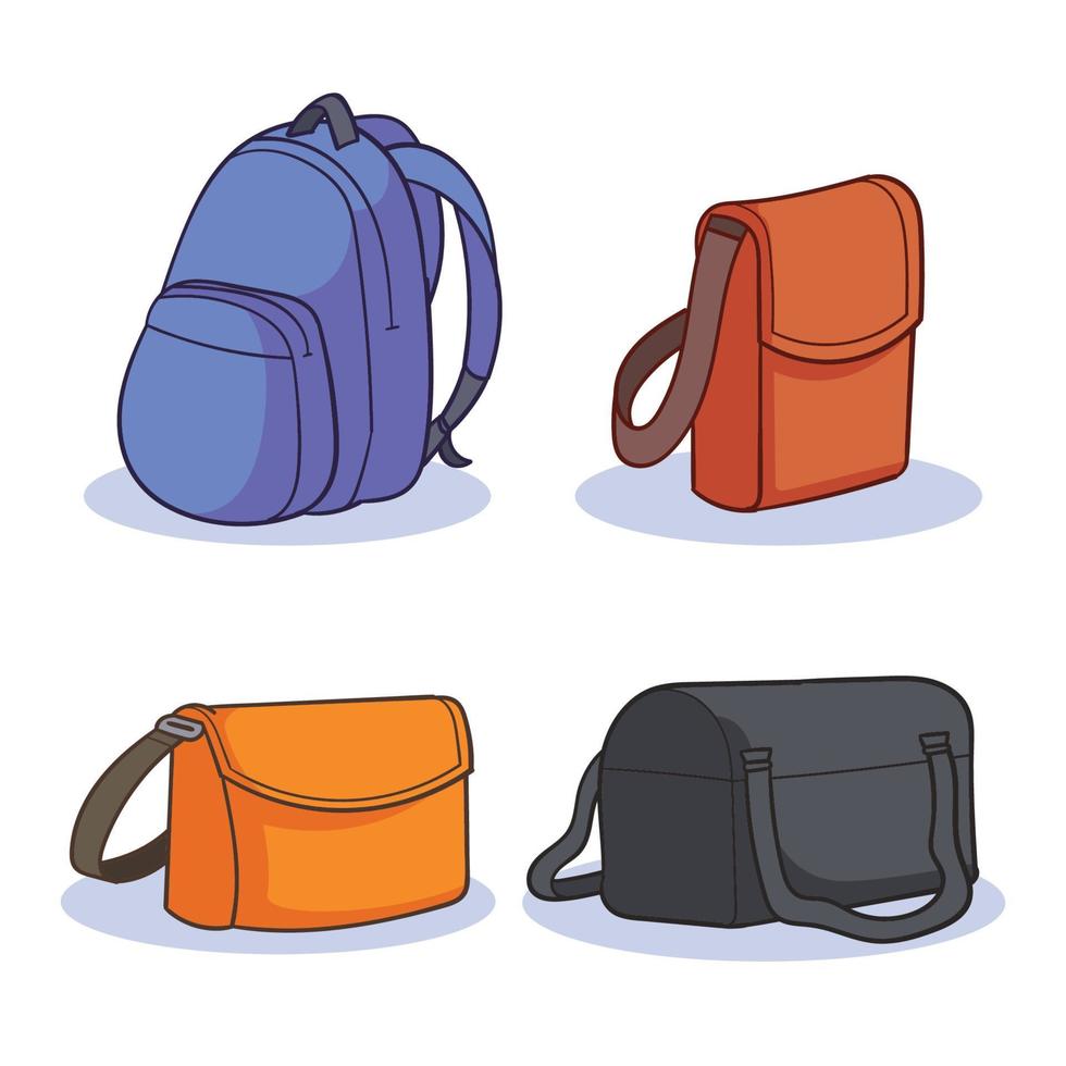 hand drawn bag collection 1 vector