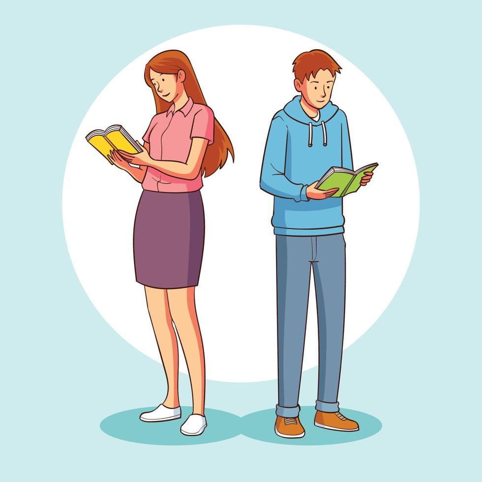 vector illustration of reading a book