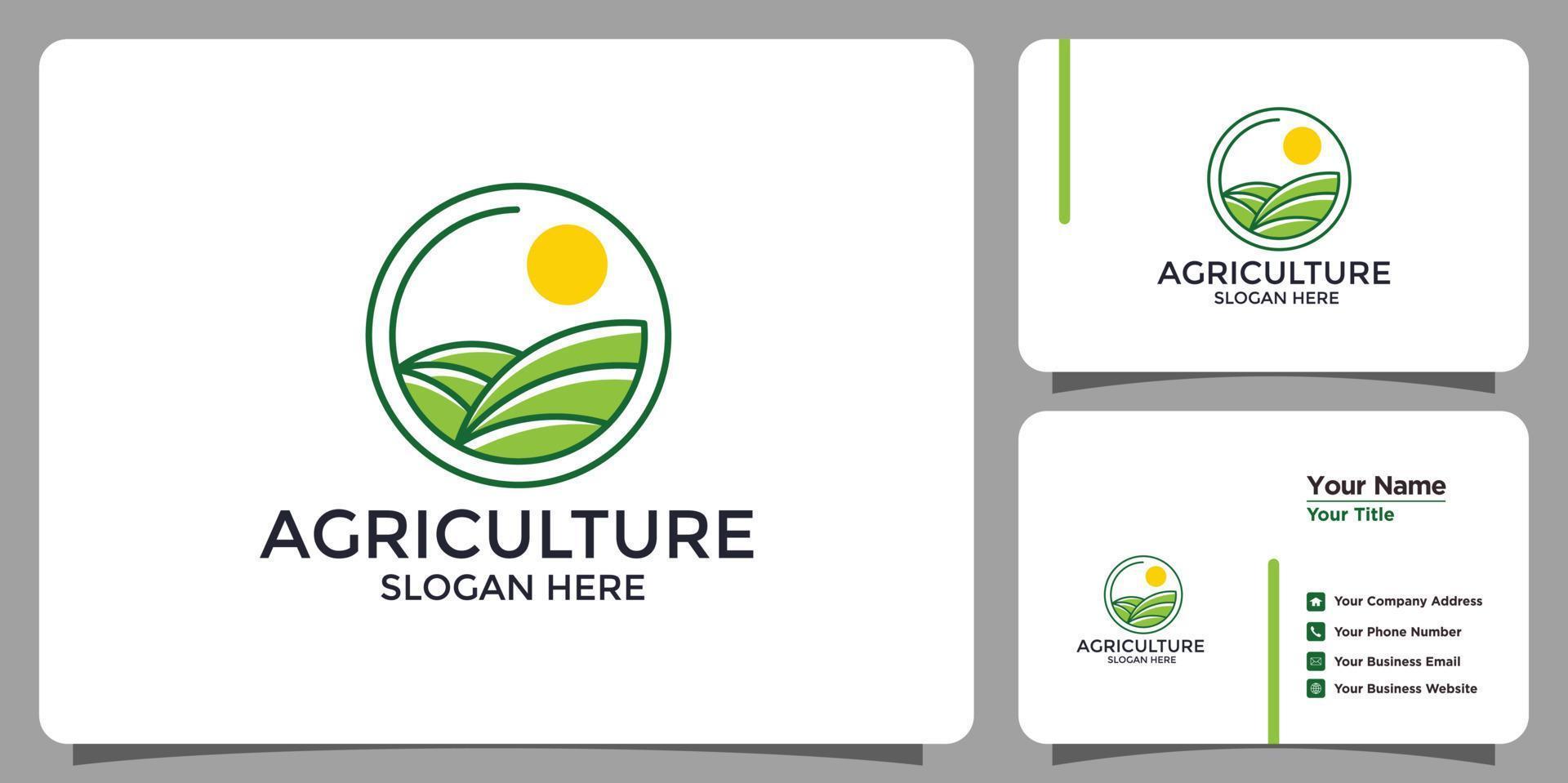 minimalist style farm logo with business card vector