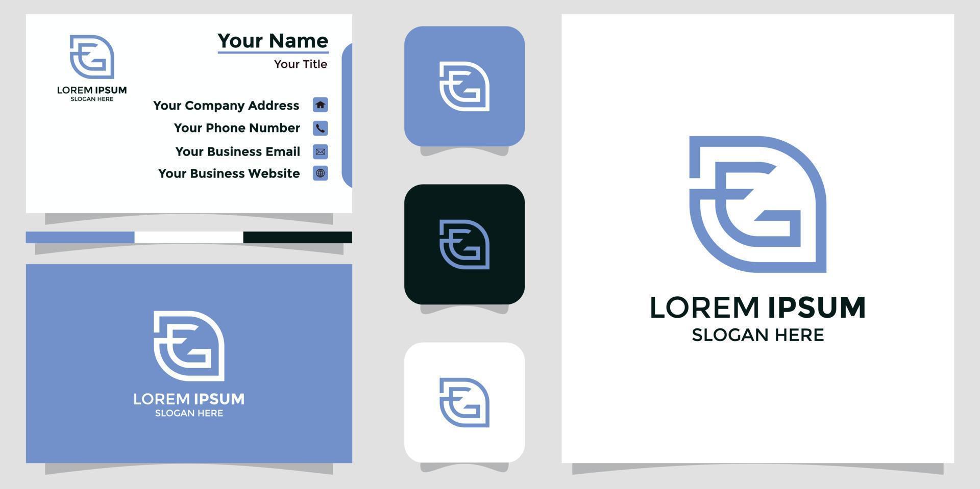 Modern combination letter F and G logo and branding card vector