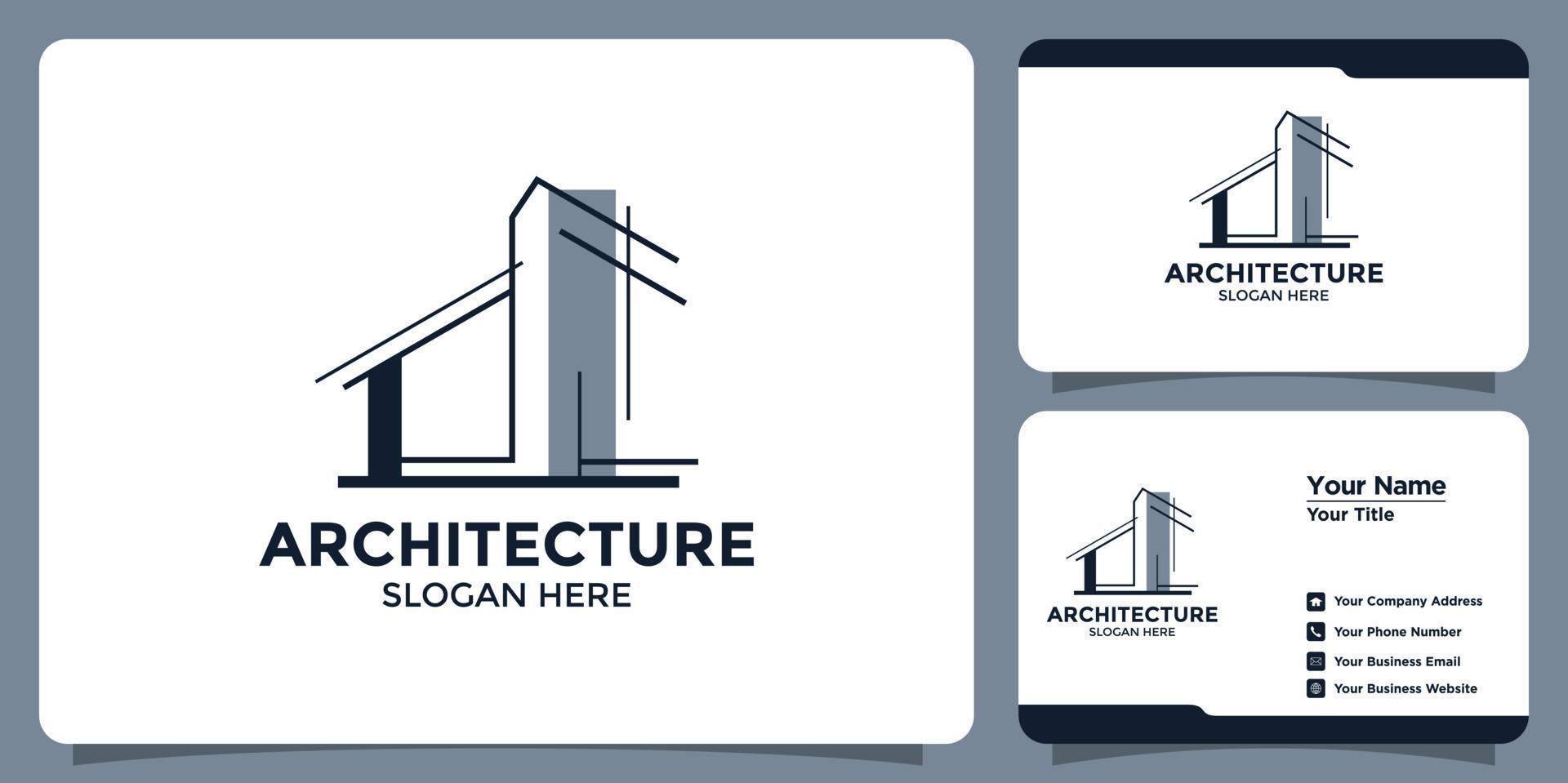 diseño de logotipo de arquitectura de construcción con diseño de logotipo de estructura abstracta y marca de tarjeta de visita vector