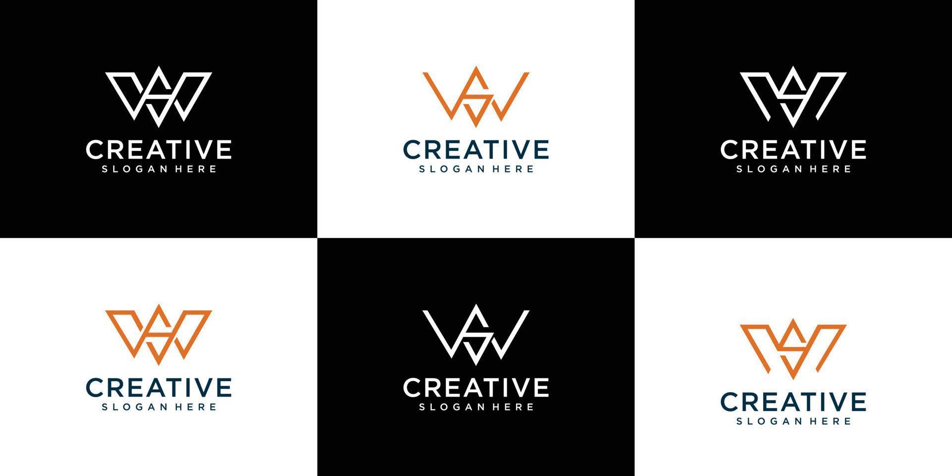 elegantes colecciones de diseño de logotipos de letras ws vector