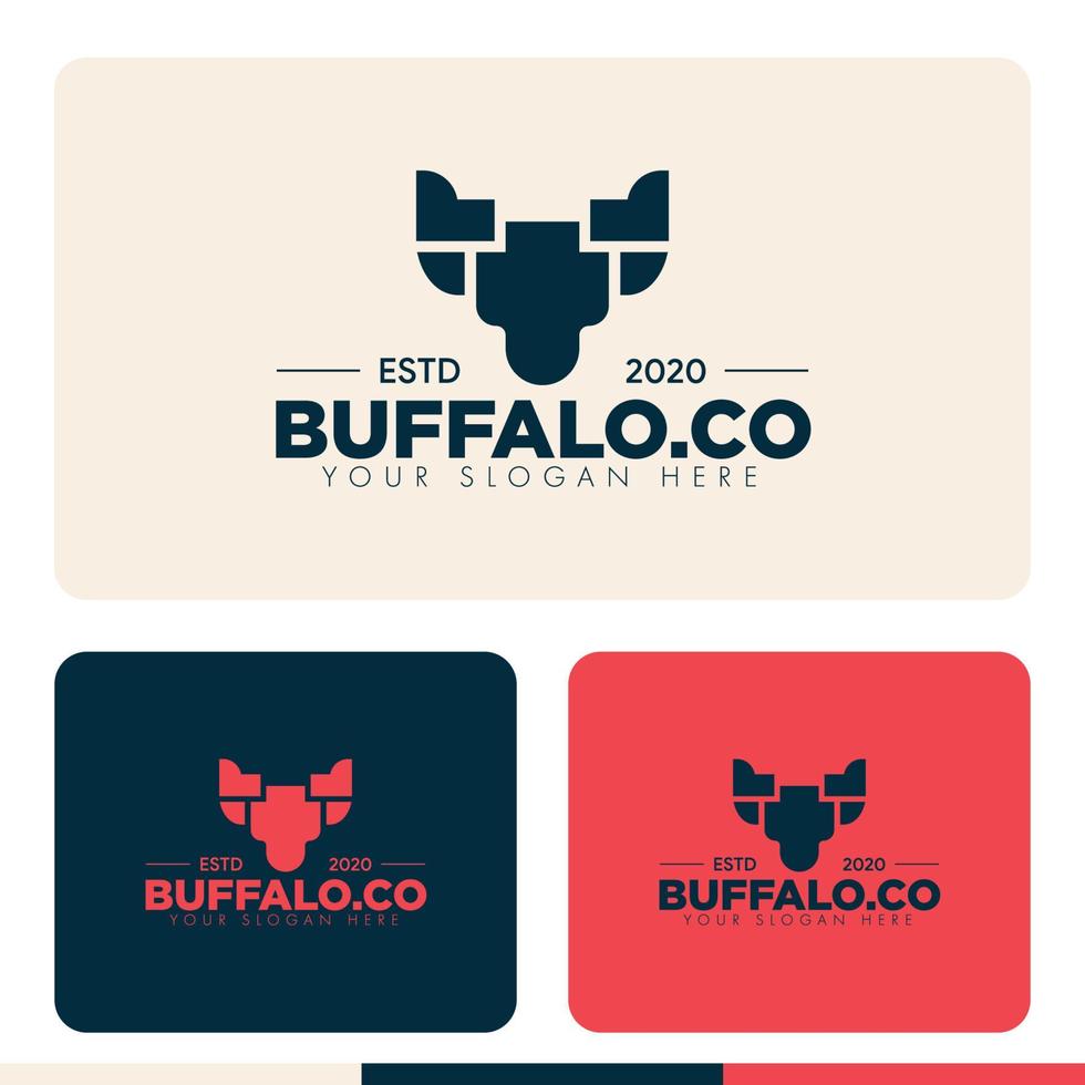 simple minimalist buffalo logo design vector