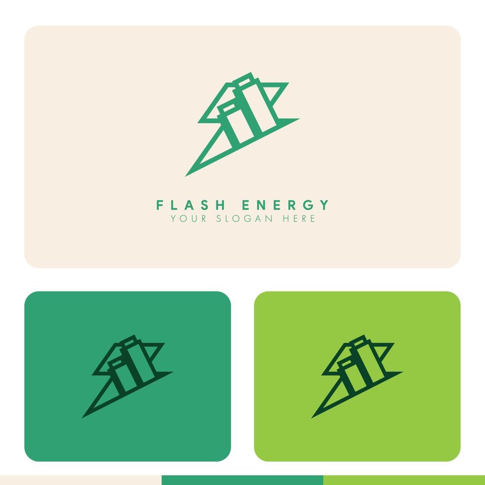 simple minimalist energy batteryflash storm logo design vector