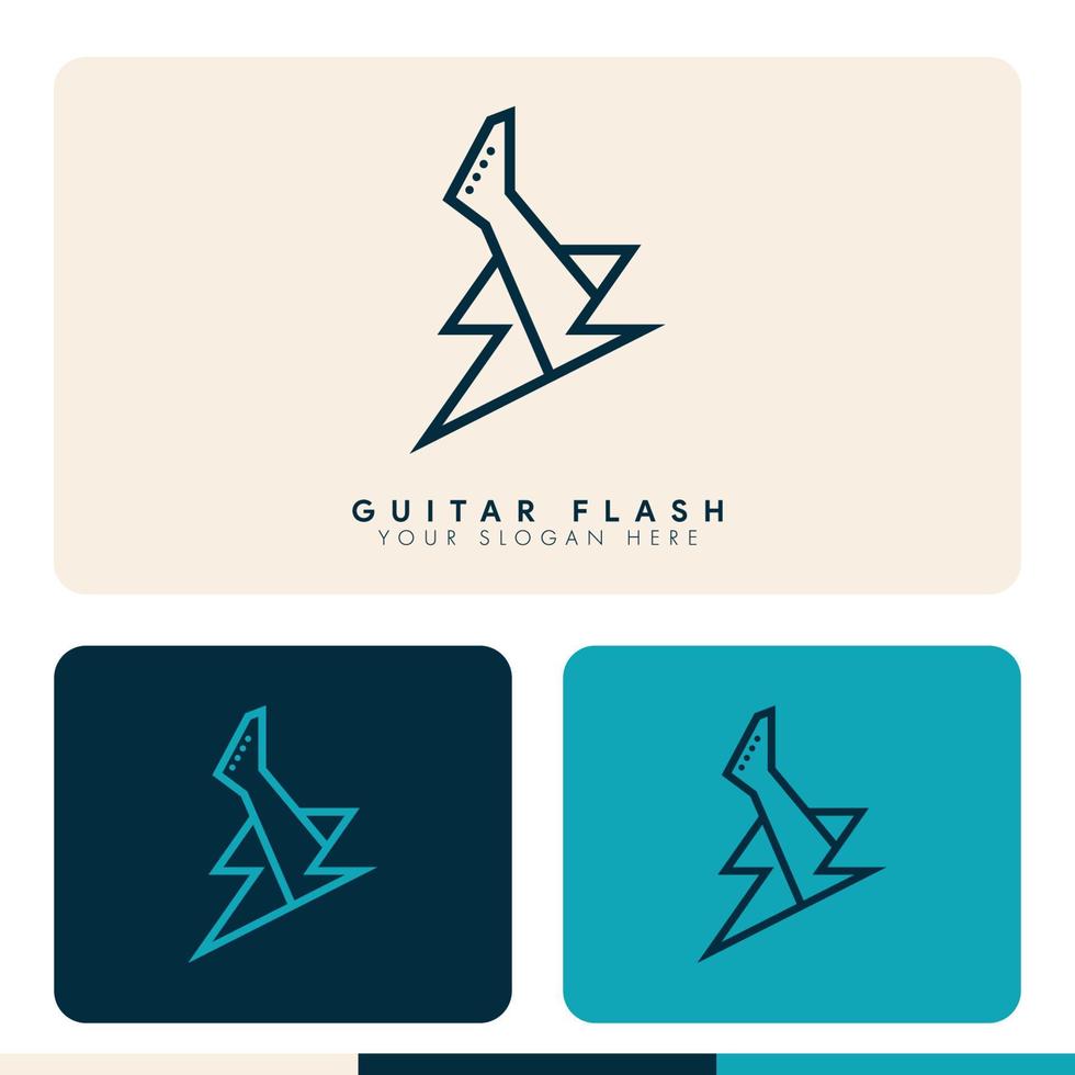 simple minimalist music guitar flash storm logo design vector
