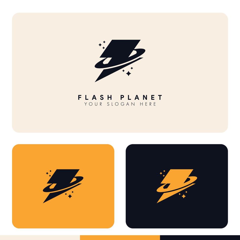 diseño de logotipo de tormenta de destello de planeta minimalista simple vector