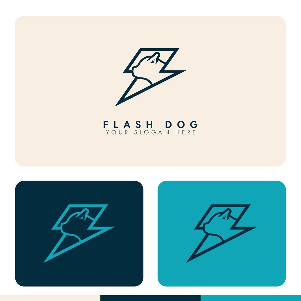 simple minimalist dog flash storm logo design vector