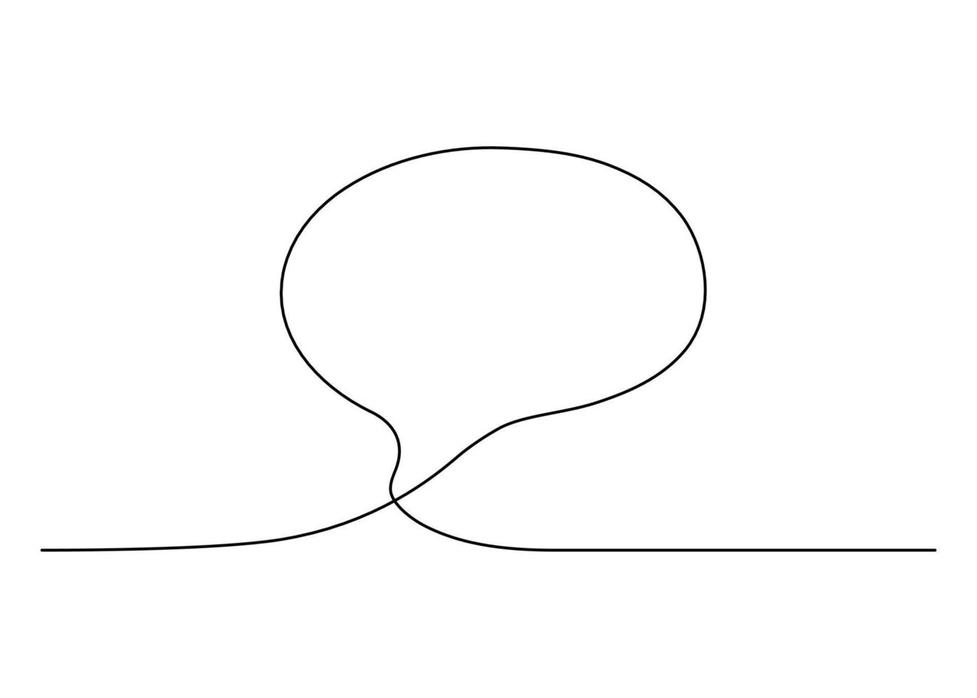 Speech bubble outline, chat, continuous one line drawing. Graphics minimalist linear frame box for text. Balloon for talk. Single line vector illustration