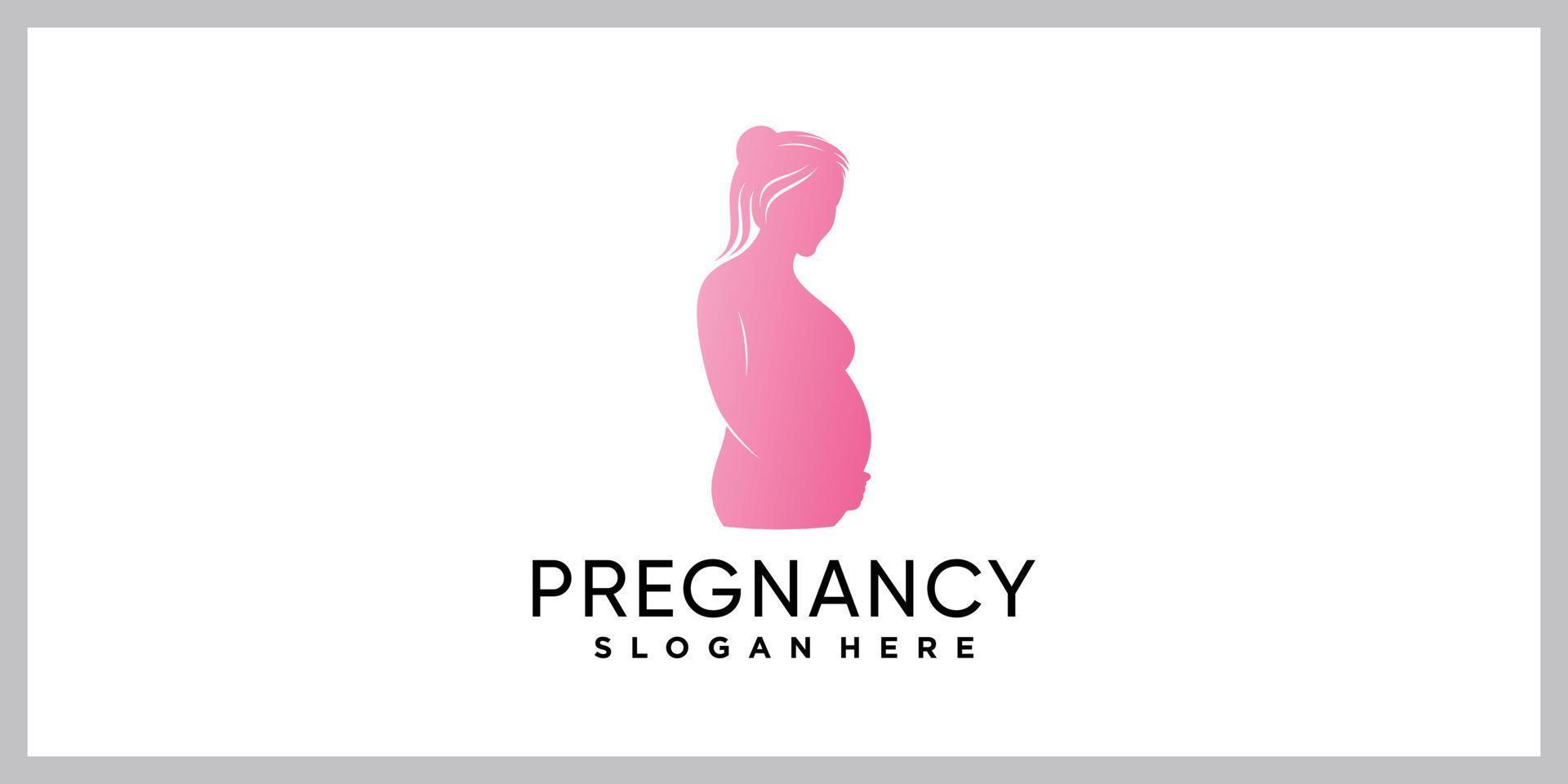 Woman pregnancy logo design template with creative modern concept vector