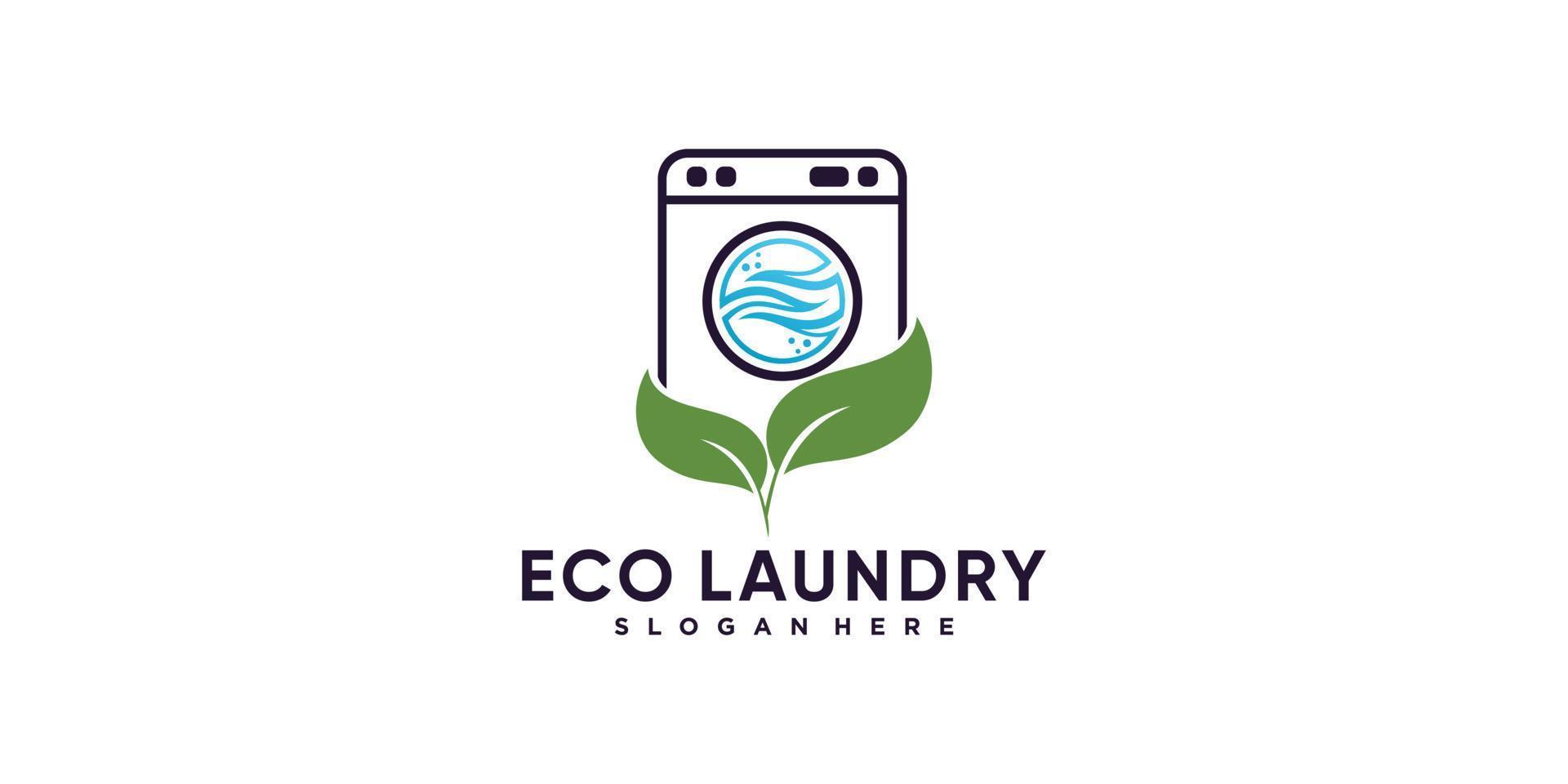 Eco laundry logo design illustration with creative element Premium Vector