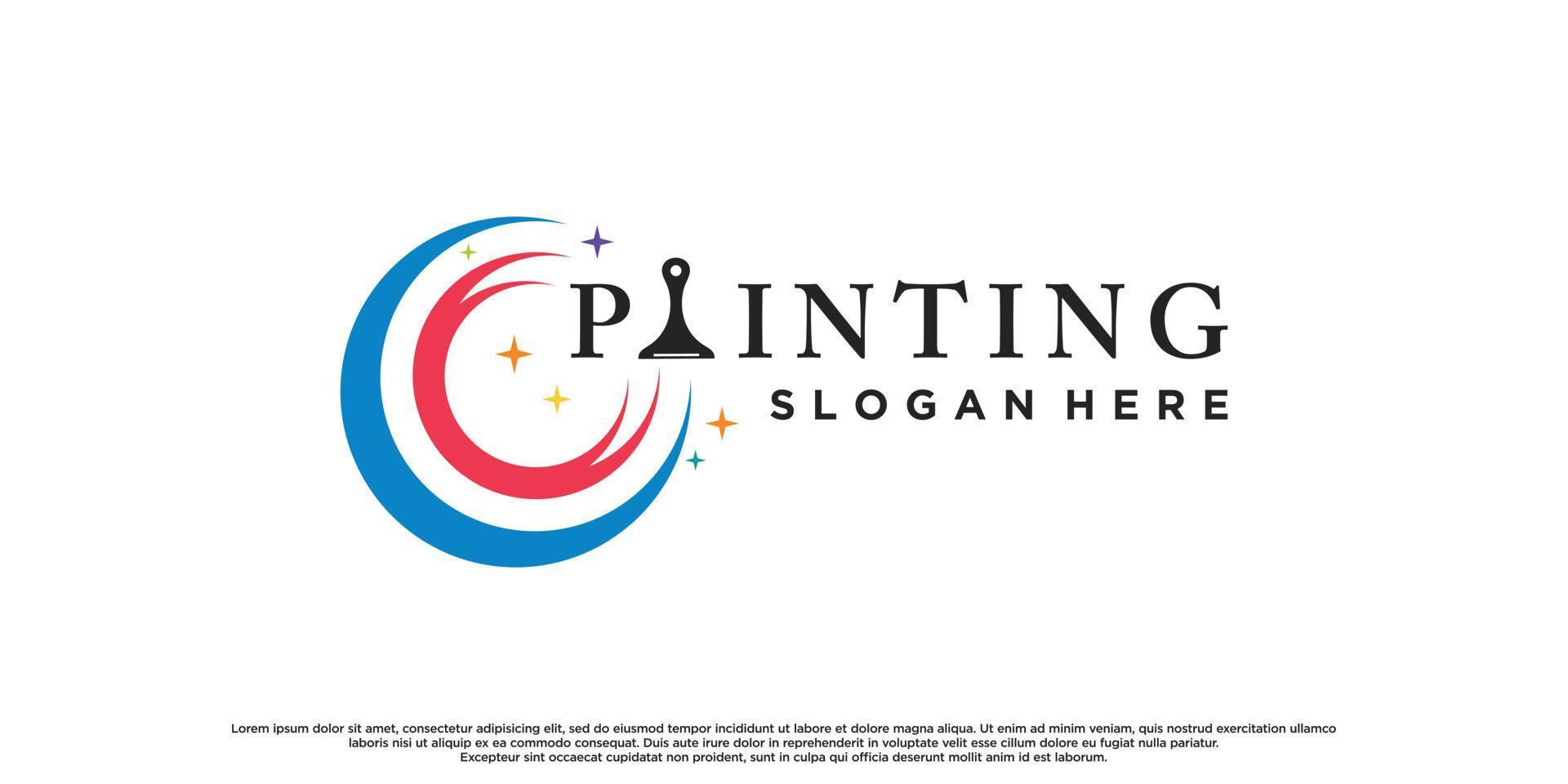 inspiración de diseño de logotipo de pintura con concepto único y vector premium de color creativo