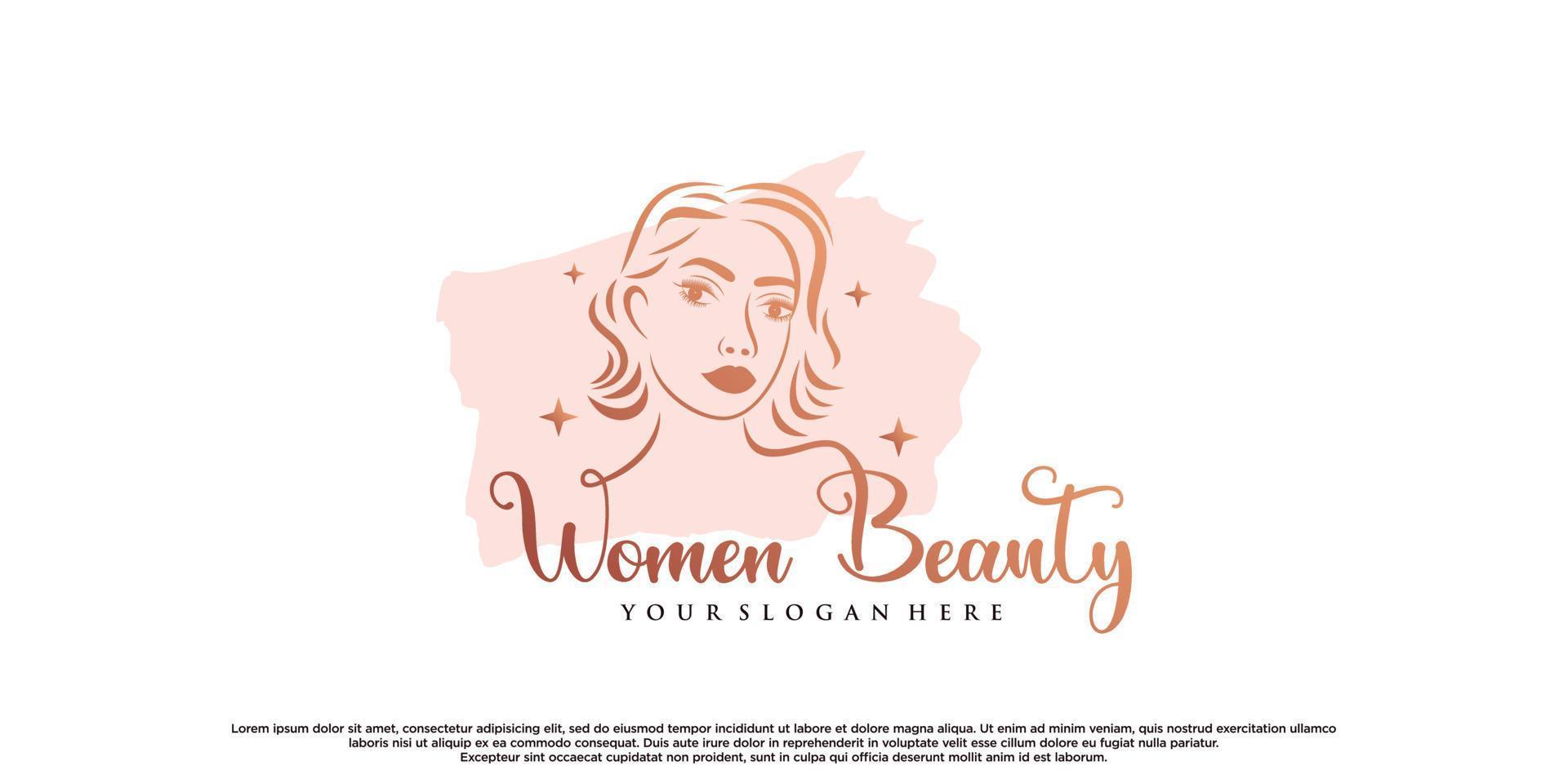 inspiración de diseño de logotipo de mujer de belleza para salón de belleza con cara de mujer vector premium