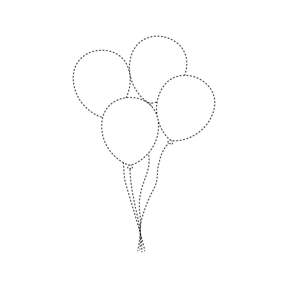 Balloon tracing worksheet for kids vector