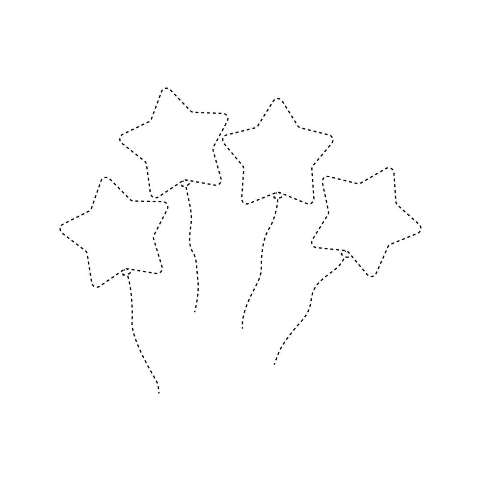 Star balloon tracing worksheet for kids vector