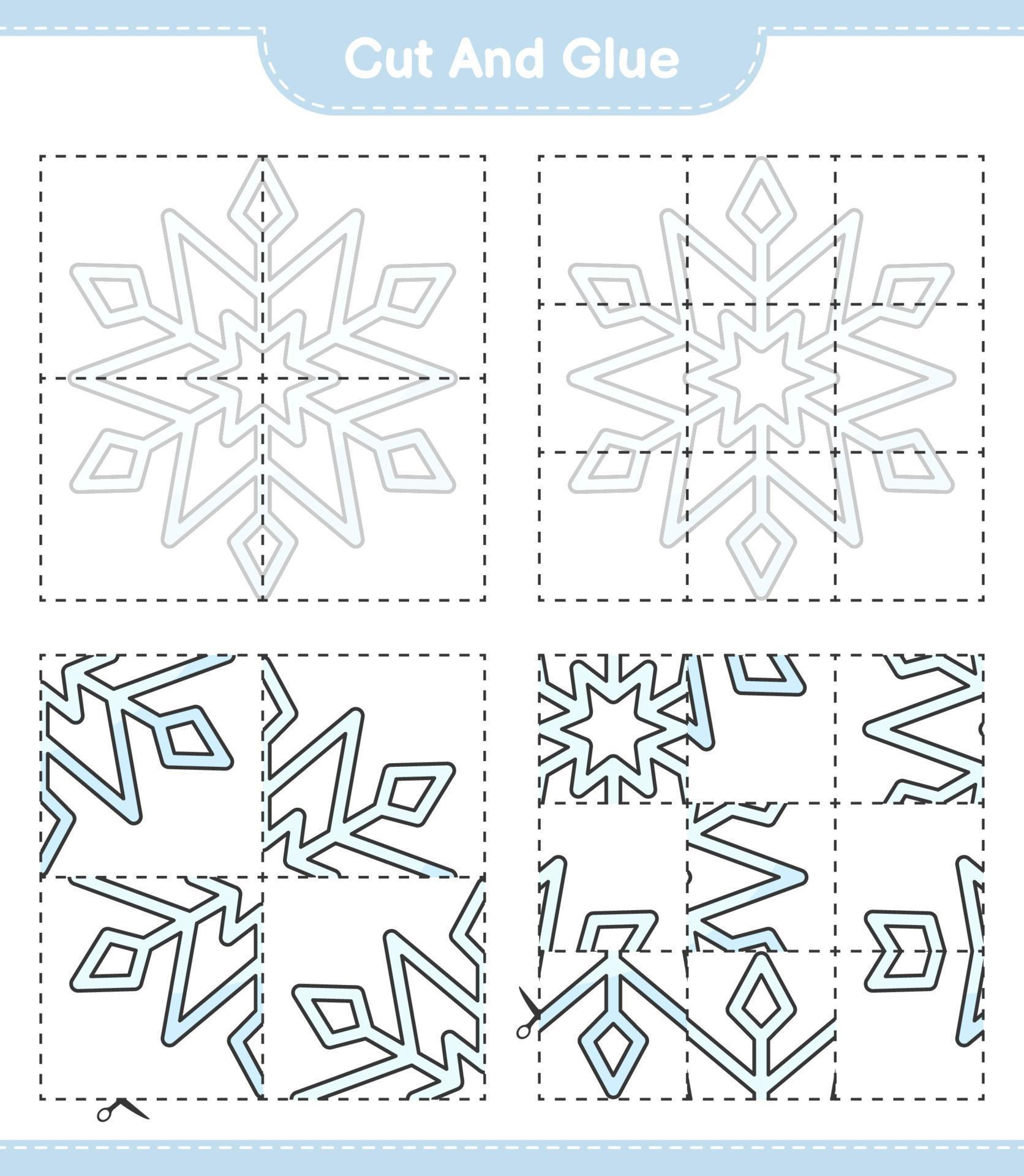 Cut and glue, cut parts of Snowflake and glue them. Educational