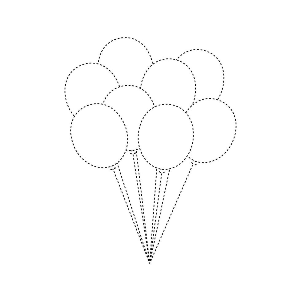 Balloon tracing worksheet for kids vector