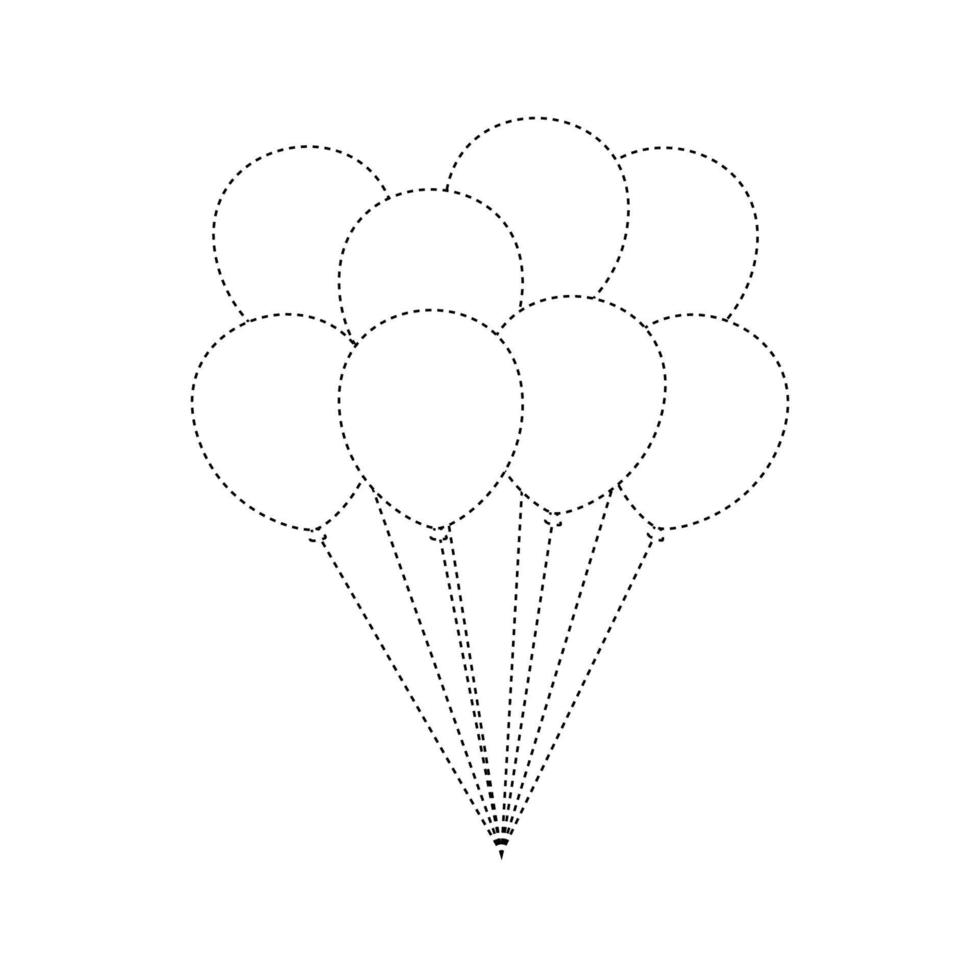 Balloon tracing worksheet for kids vector