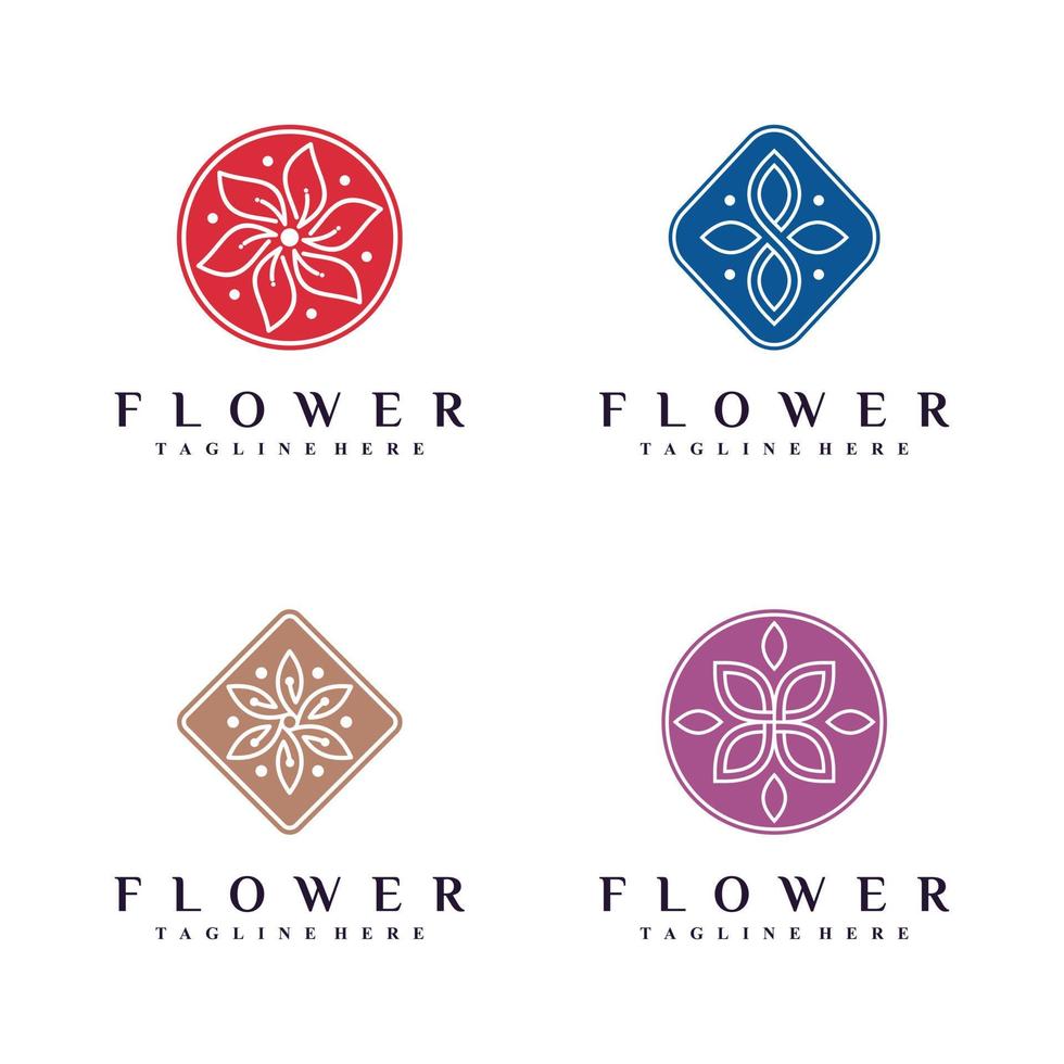 conjunto de colección de diseño de logotipo de icono floral con concepto creativo vector premium