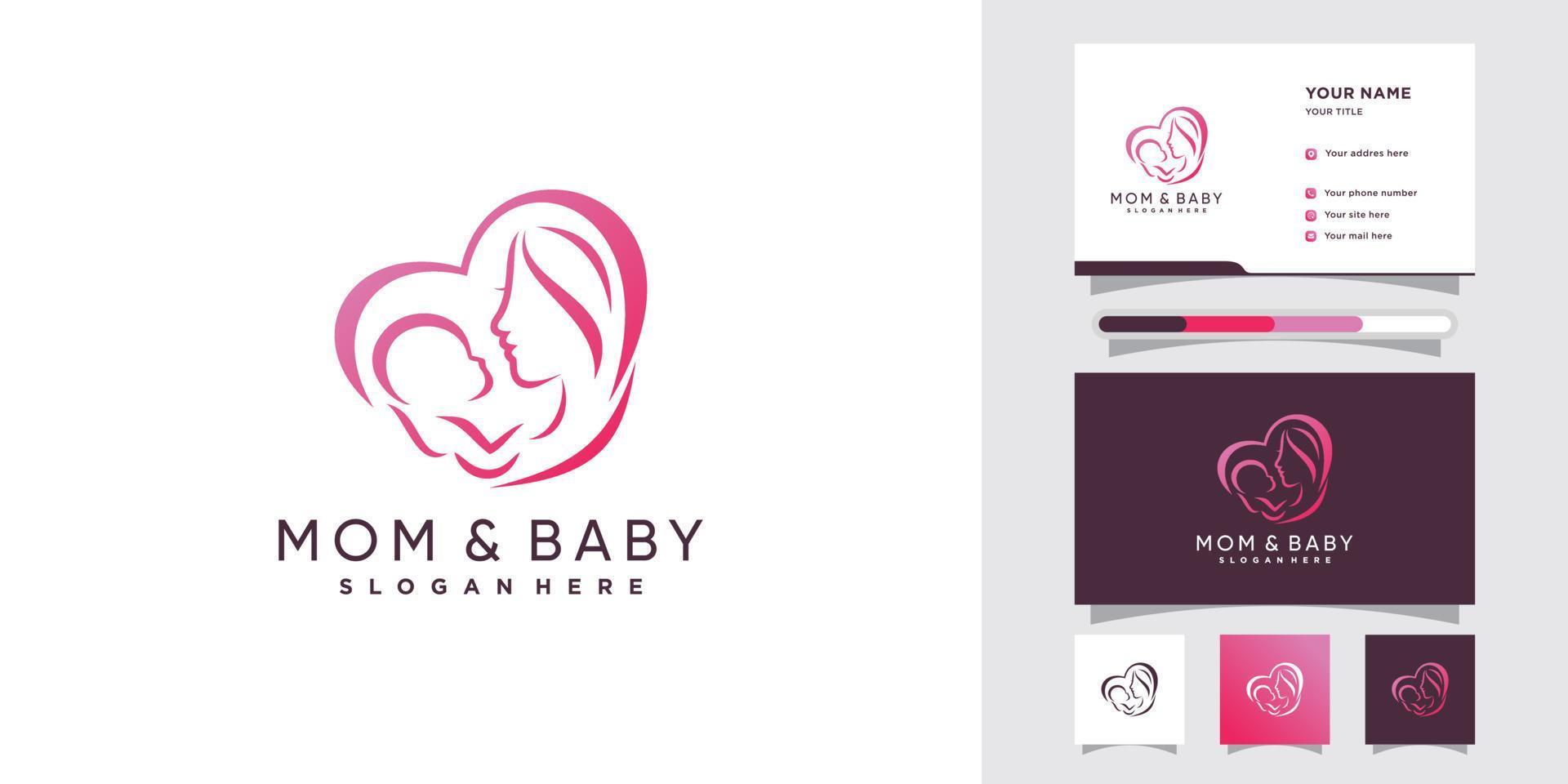 logotipo de icono de mamá y bebé con concepto moderno y diseño de tarjeta de visita vector premium