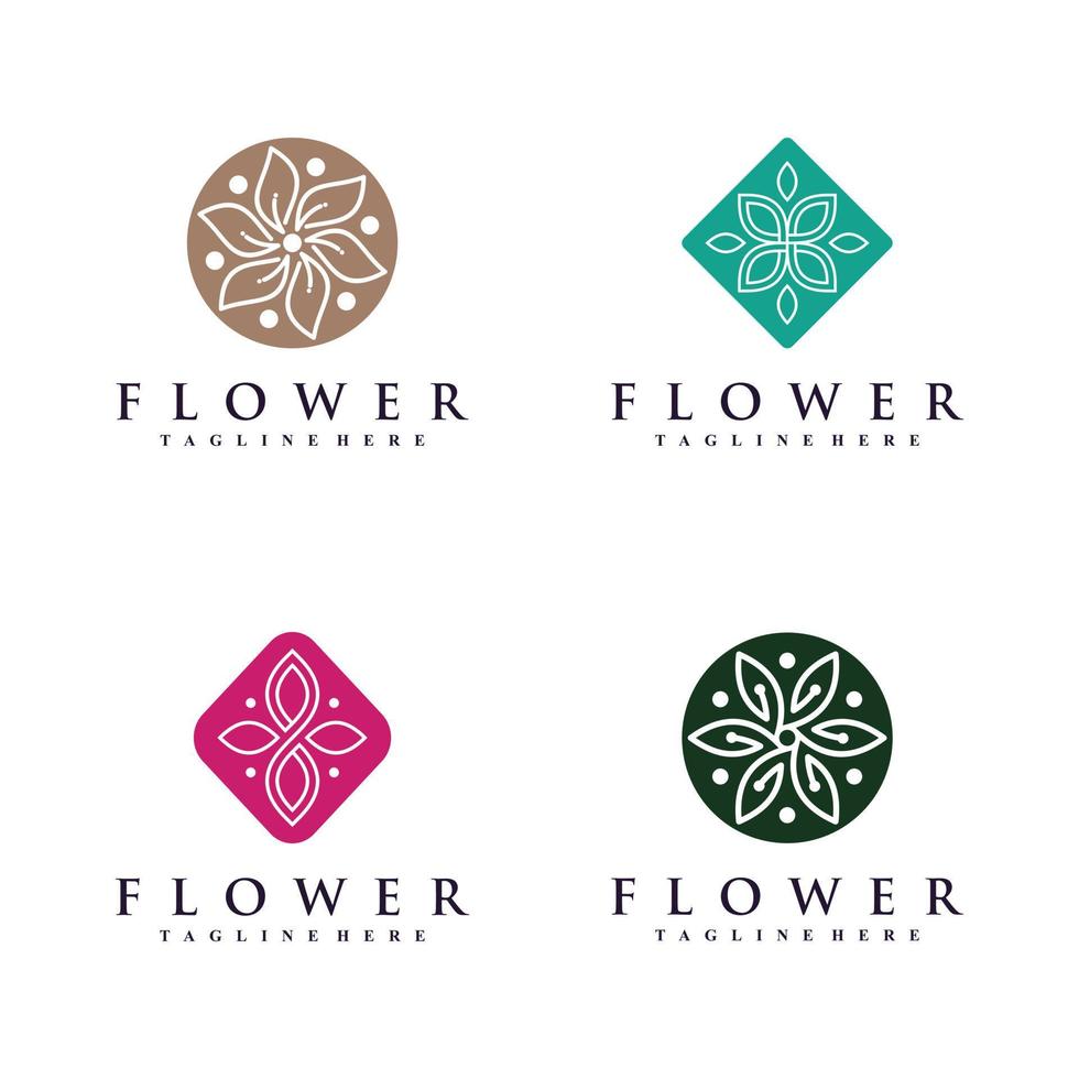 Set of floral icon logo design collection with creative concept Premium Vector
