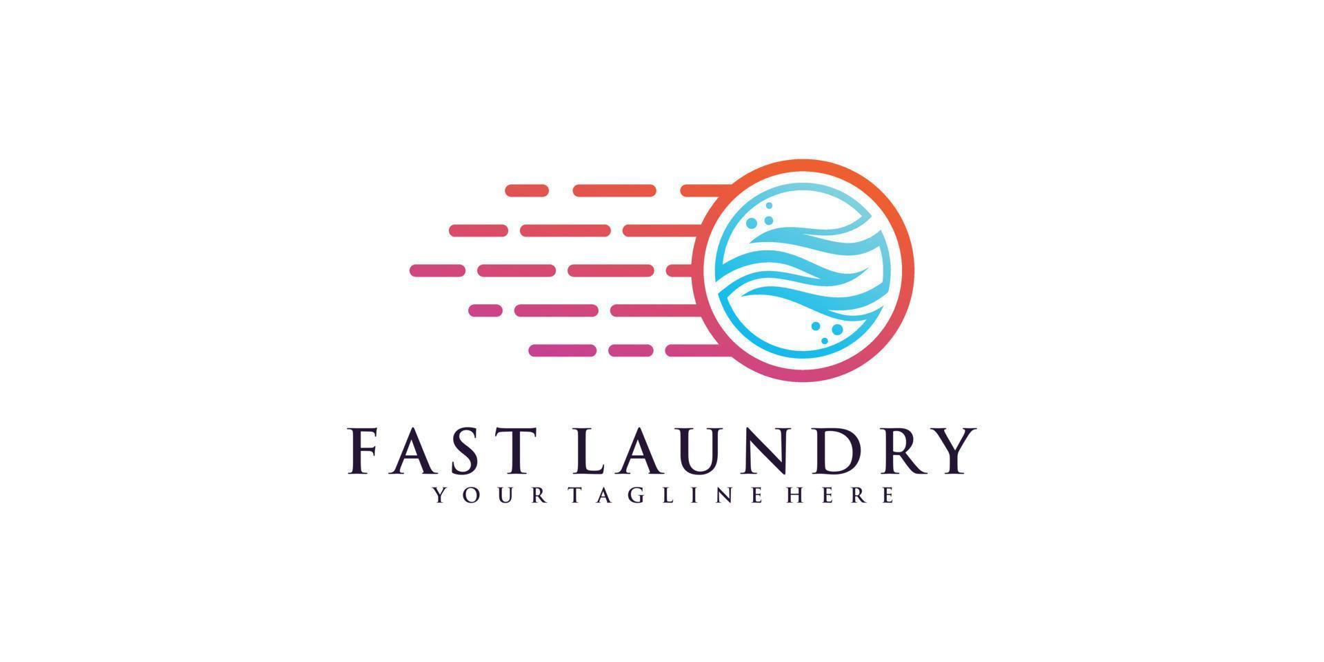 Fast laundry logo design vector illustration with creative modern concept Premium Vector