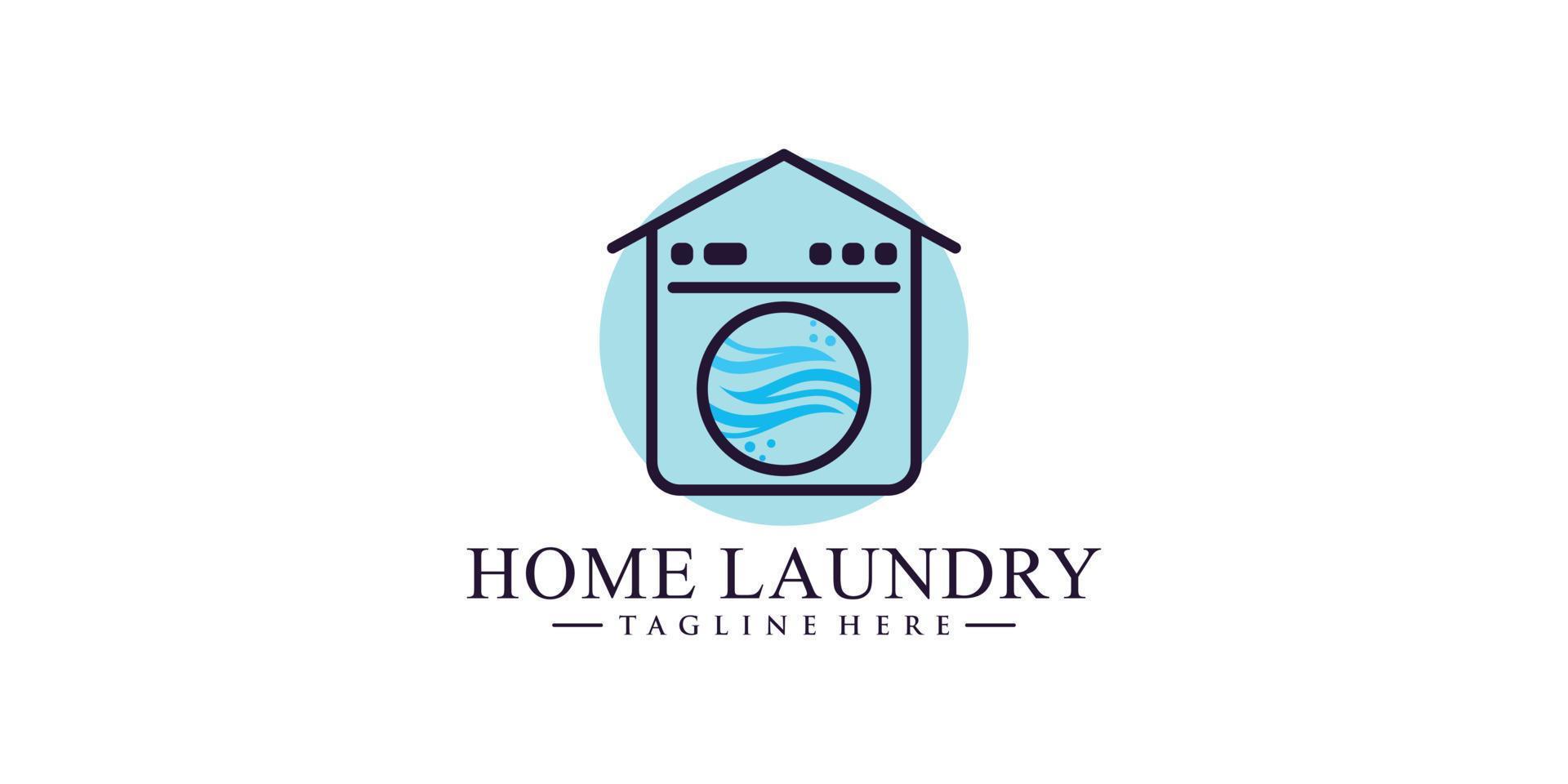 Laundry house logo design vector illustration with hanger and creative element Premium Vector