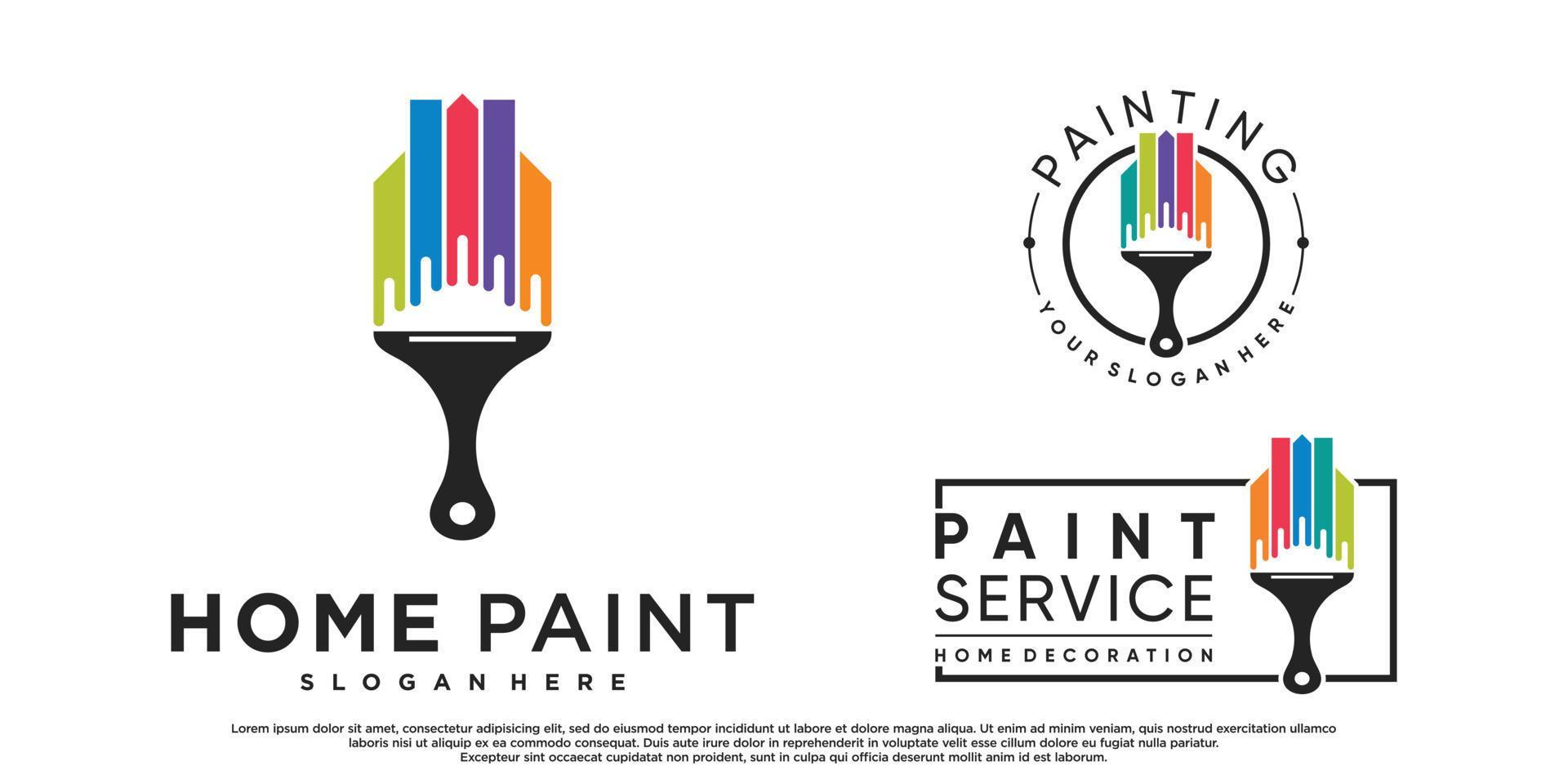 Set collection home painting logo design with brush element and