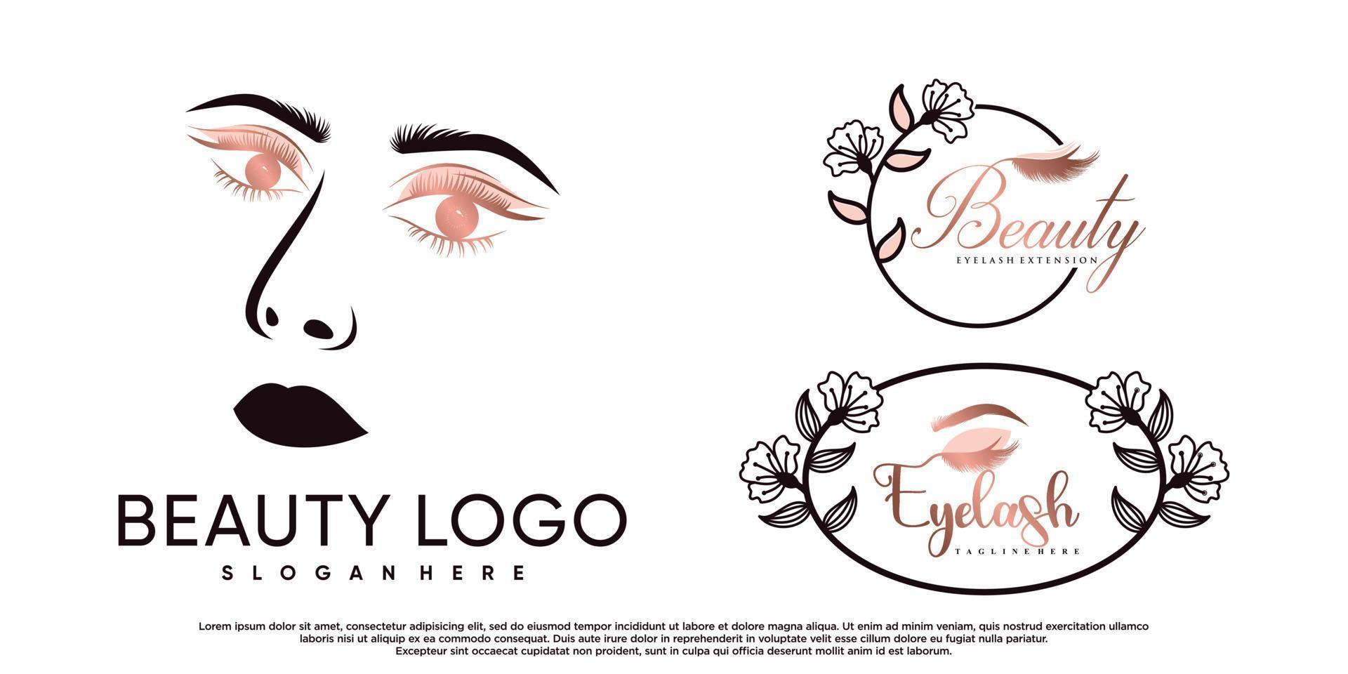Set of beauty eyelash extension logo design with creative element Premium Vector