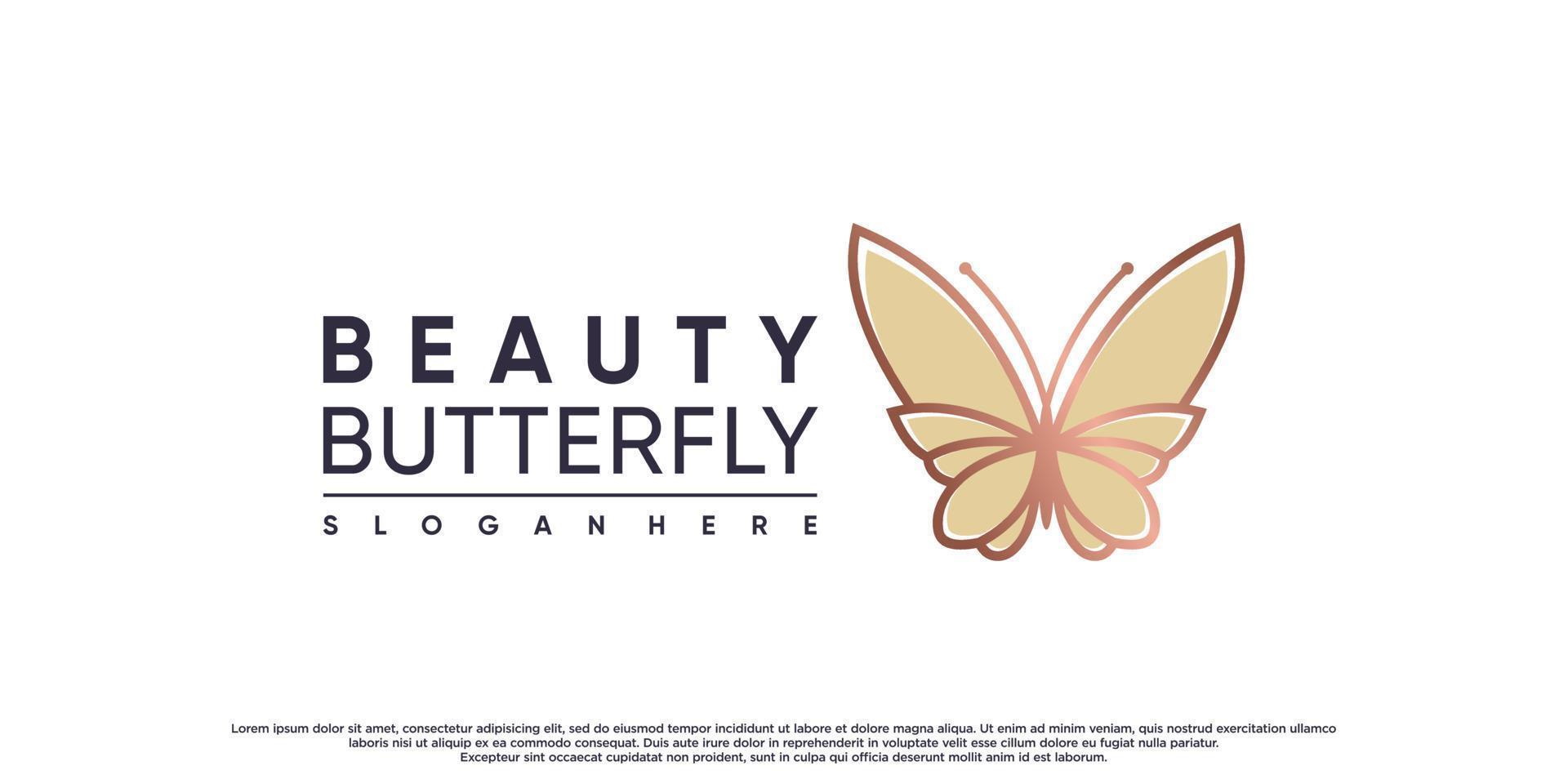 diseño de logotipo de mariposa de belleza con vector premium de concepto moderno creativo