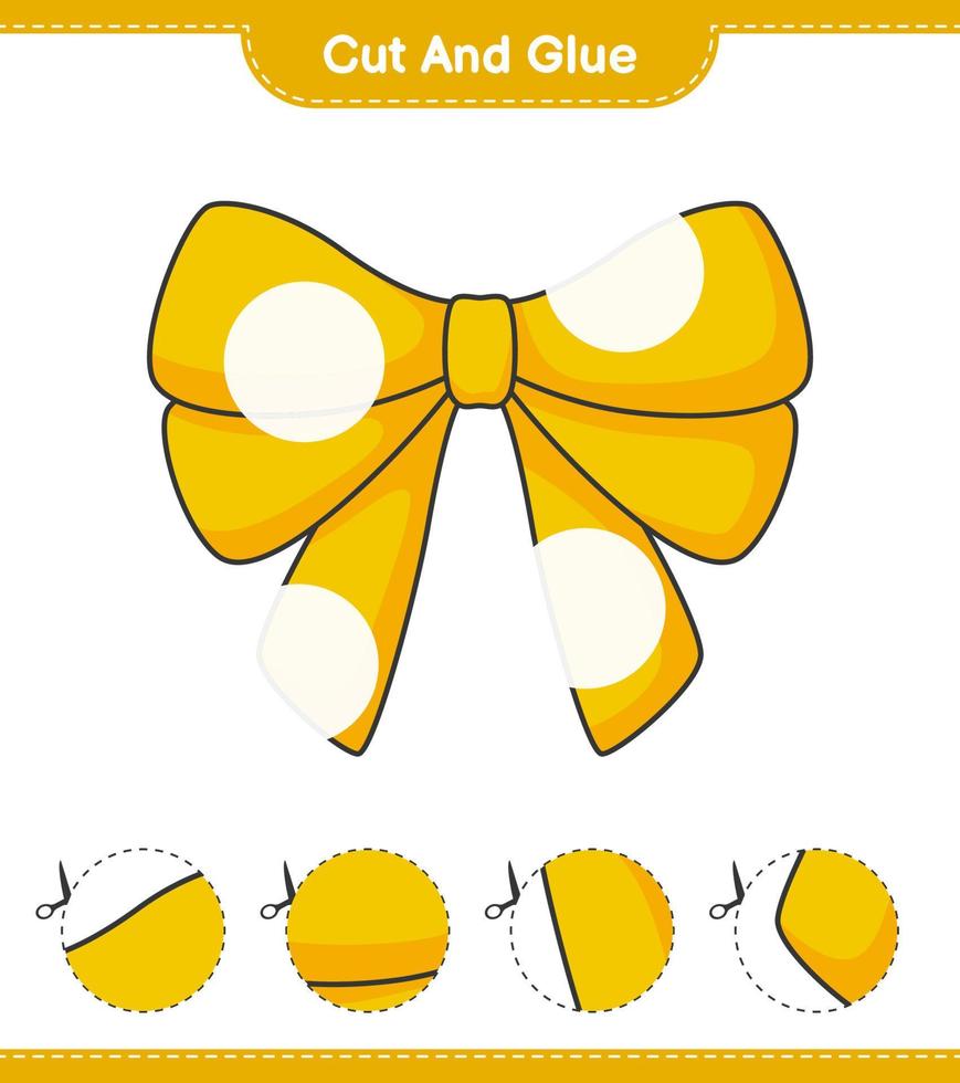 Cut and glue, cut parts of Ribbon and glue them. Educational children game, printable worksheet, vector illustration