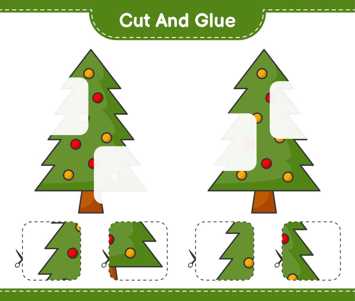 Cut and glue, cut parts of Christmas Tree and glue them. Educational