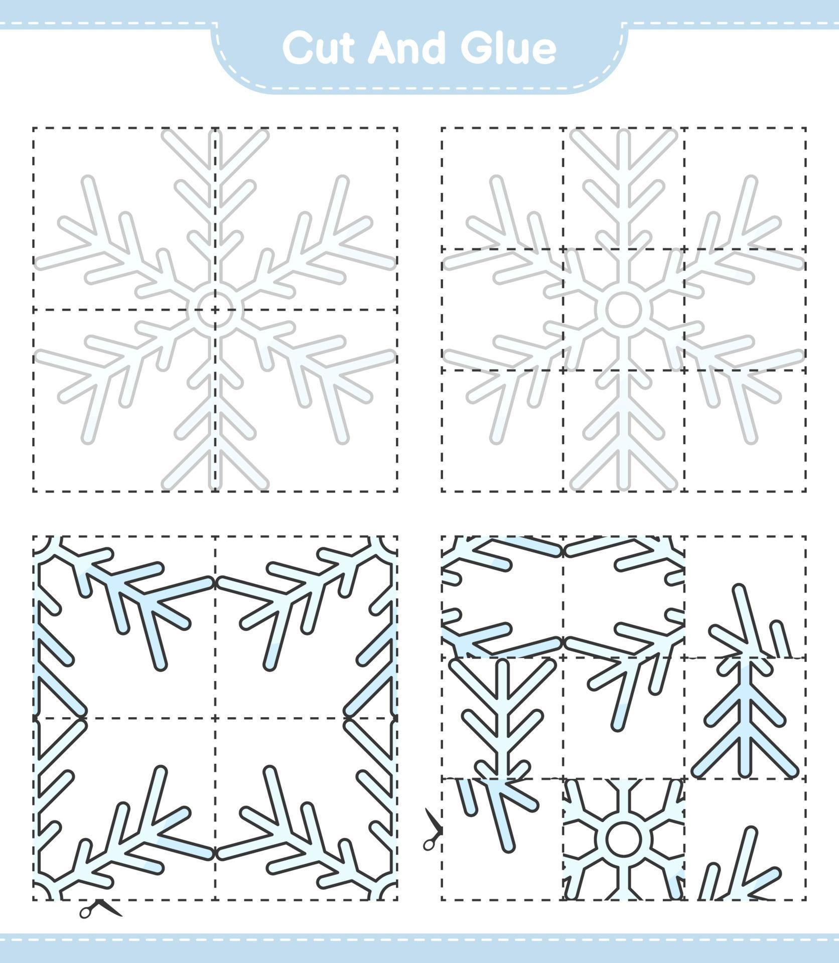 Cut and glue, cut parts of Snowflake and glue them. Educational