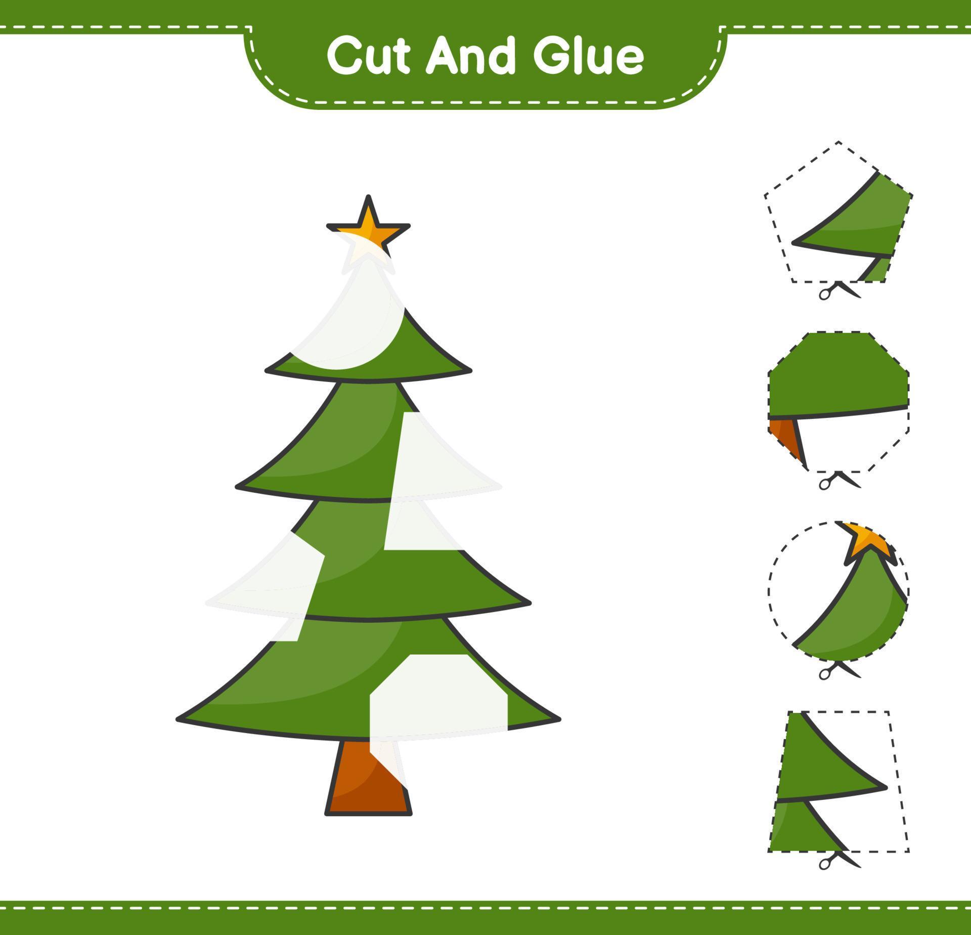 Cut and glue, cut parts of Christmas Tree and glue them. Educational