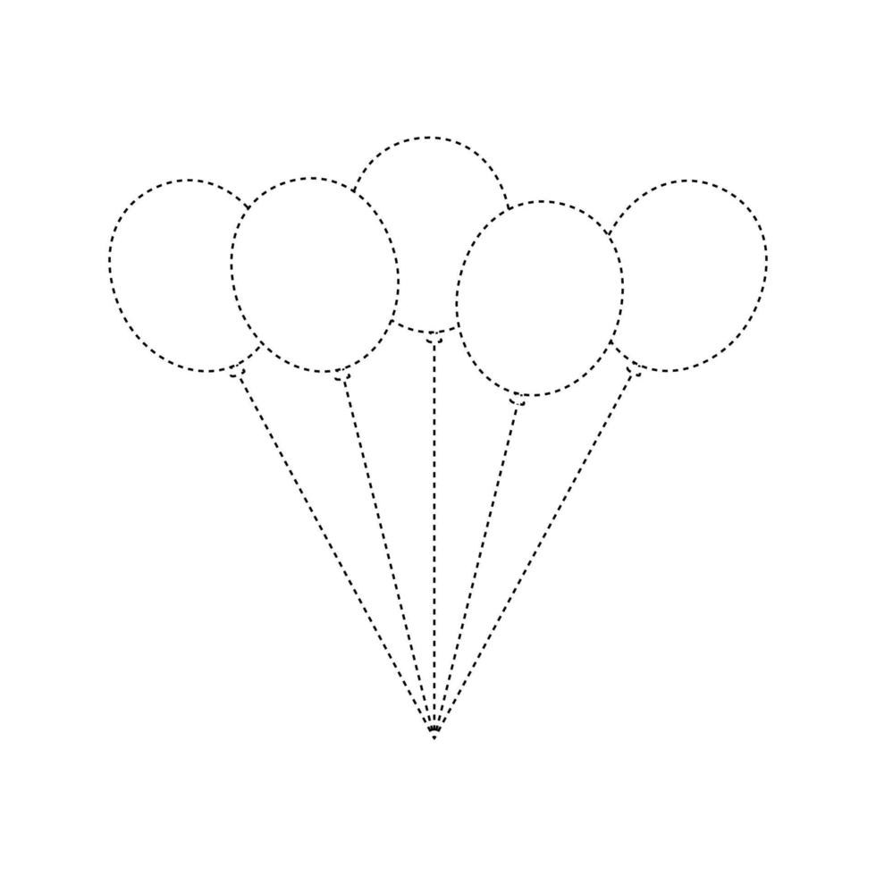 Balloon tracing worksheet for kids vector