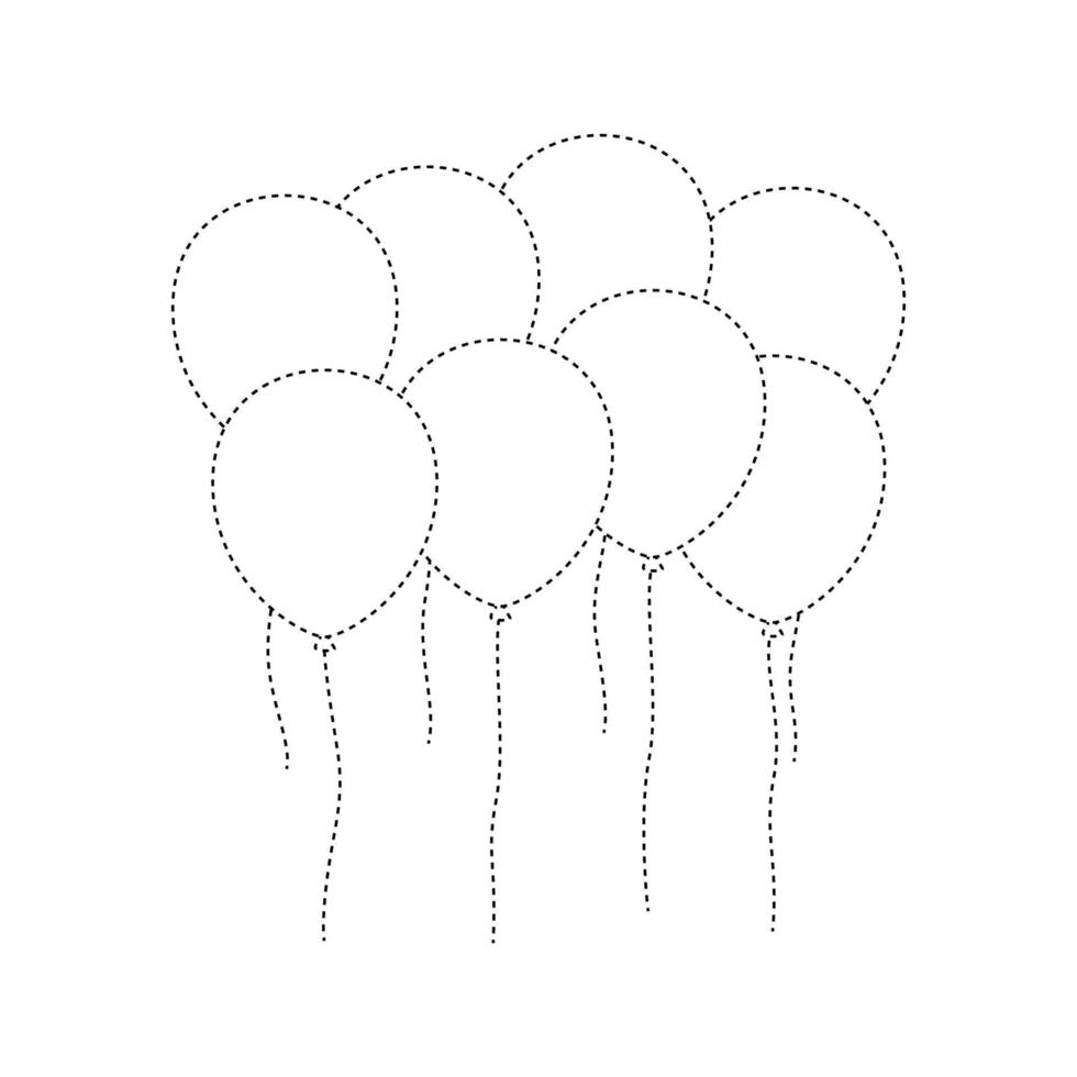 hoja de trabajo de rastreo de globos para niños vector