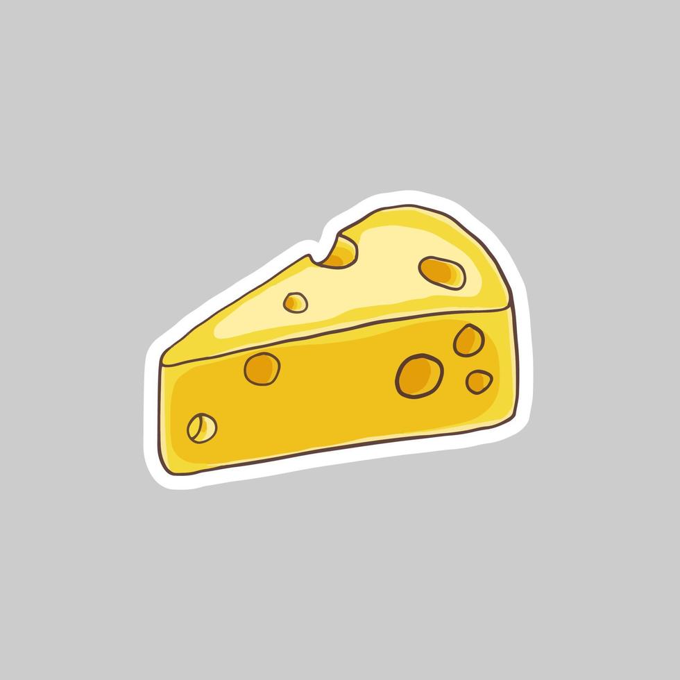 Ilustración de vector de pegatina de rebanada de queso