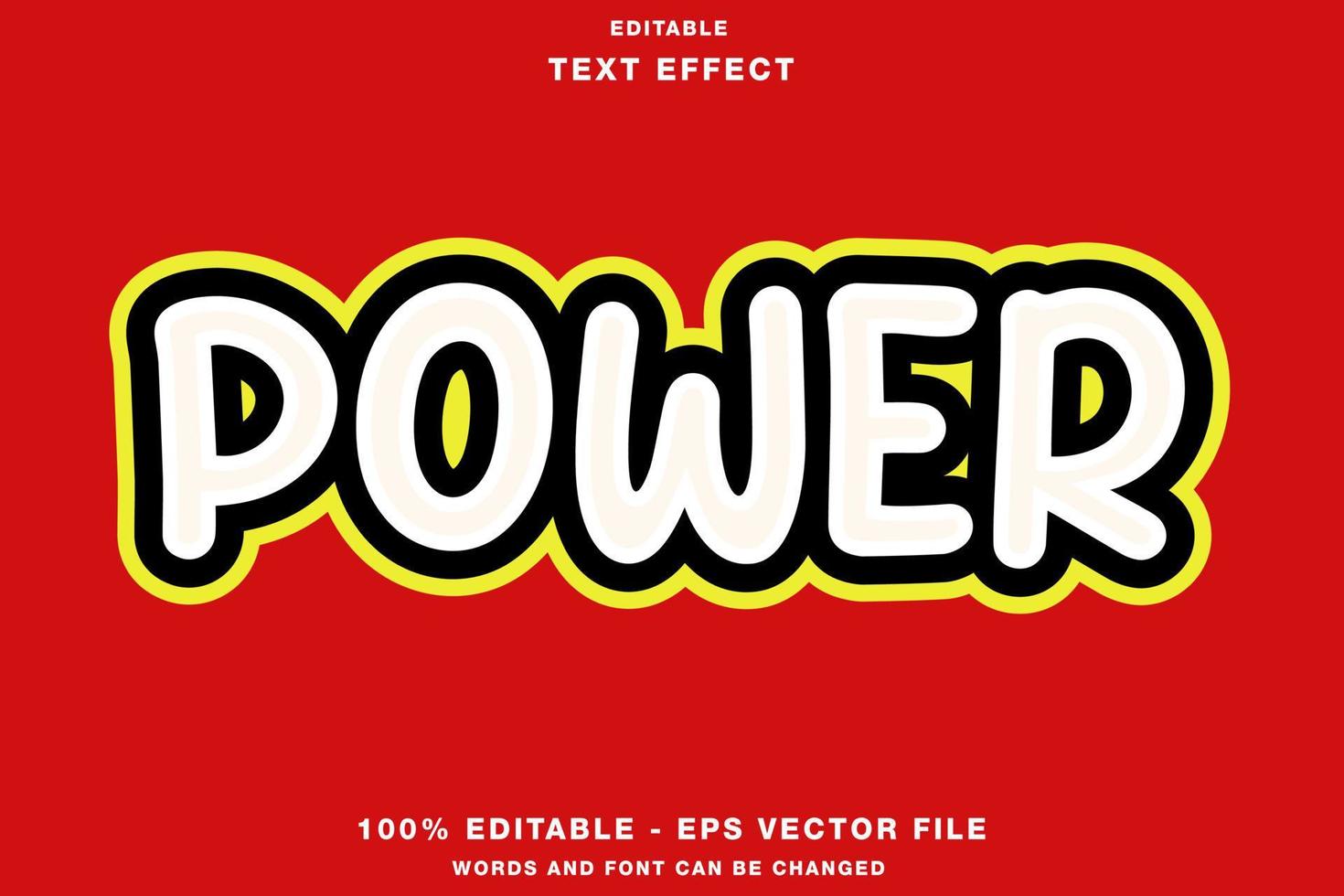 efecto de texto editable de dibujos animados de poder vector