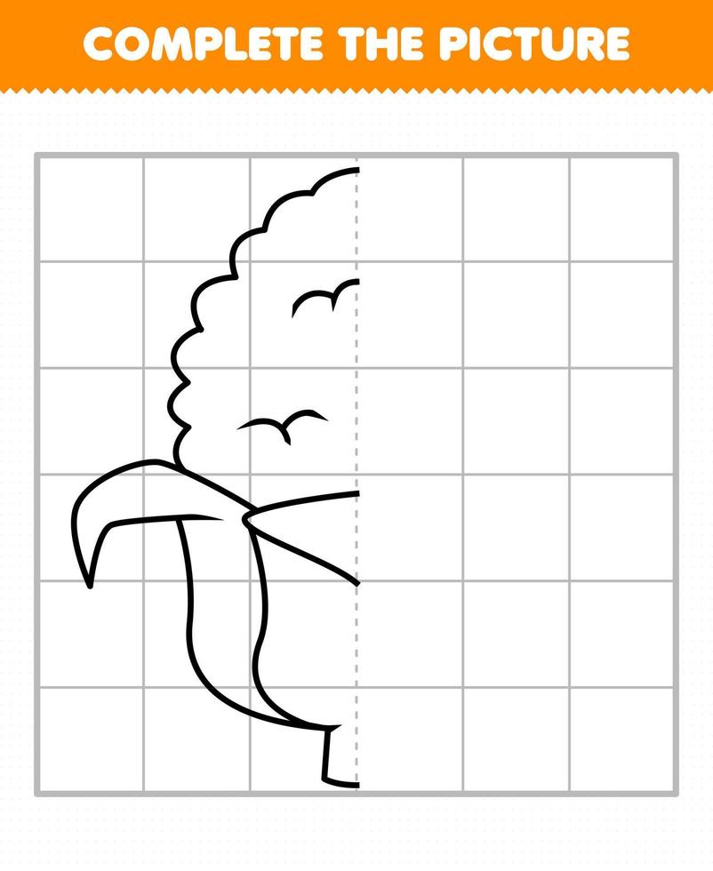 Education game for children complete the picture cute cartoon vegetable corn half outline for drawing vector