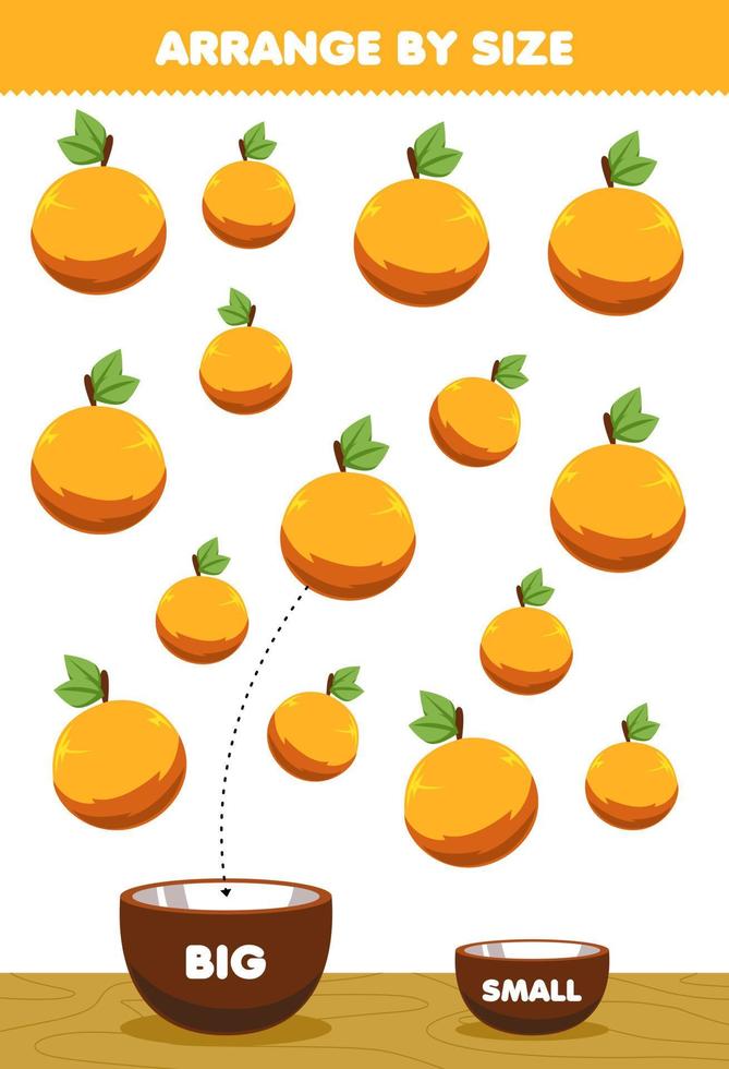 Education game for children arrange by size big or small put it in the bowl cartoon fruit orange pictures 9460761 Vector Art at Vecteezy Education game for children arrange by size big or small put it in the bowl cartoon fruit orange pictures 9460761 Vector Art at Vecteezy