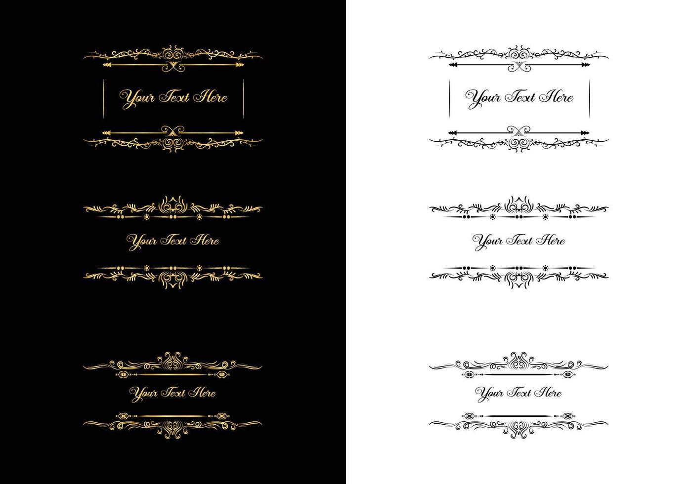 Vintage calligraphic vignettes and dividers, Vintage ornamental dividers, Hand drew decorative borders in retro style for greeting cards, banners, retro parties, wedding invitations, menus, postcards. vector