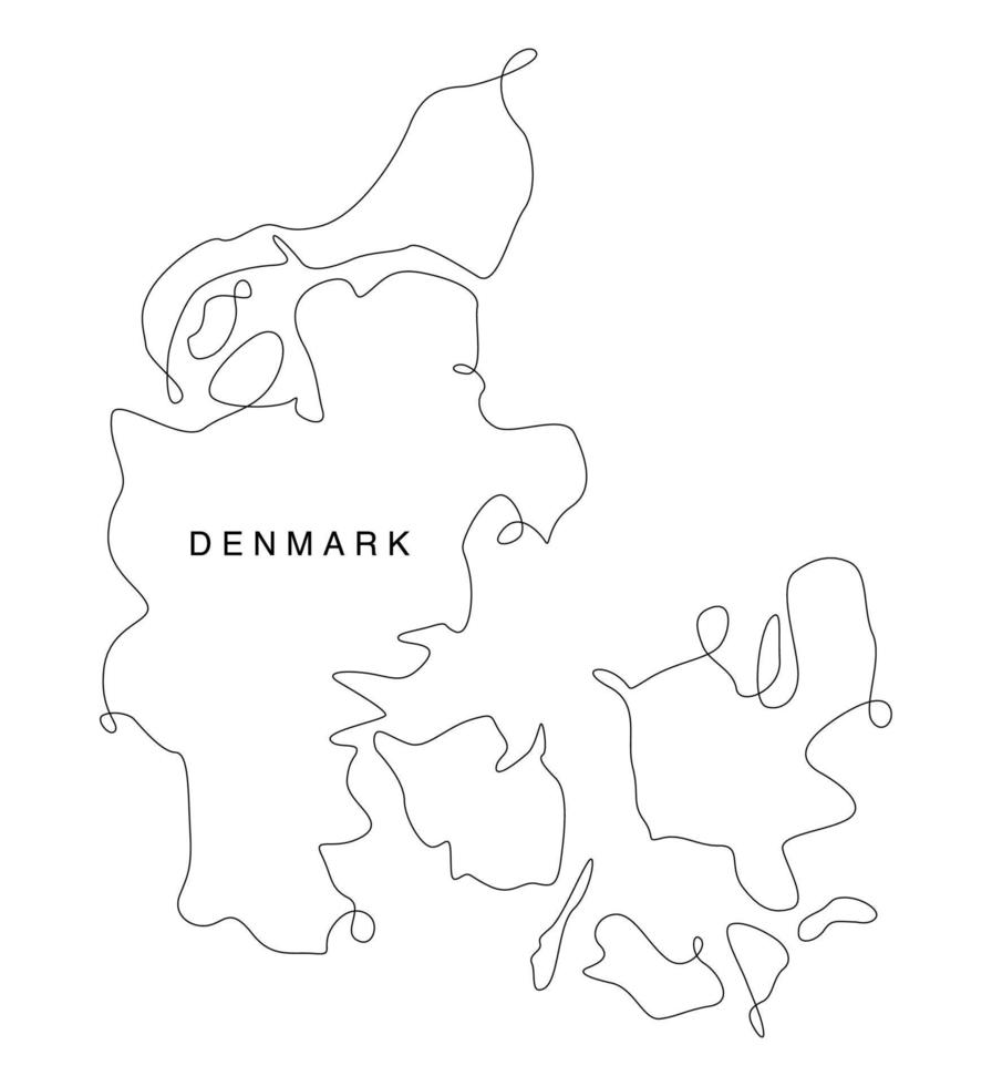 Line art Denmark map. continuous line europe map. vector illustration. single outline.