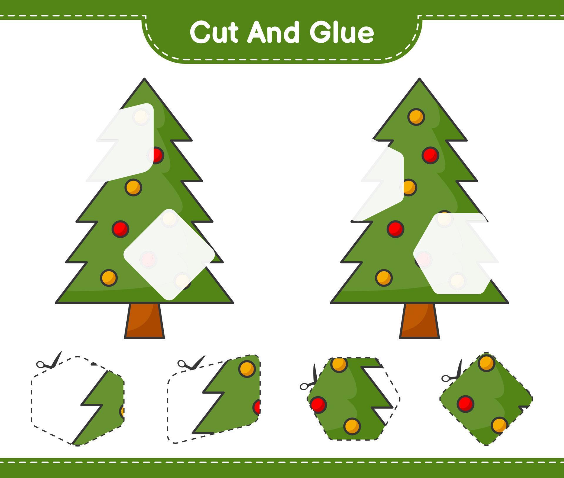 Cut and glue, cut parts of Christmas Tree and glue them. Educational