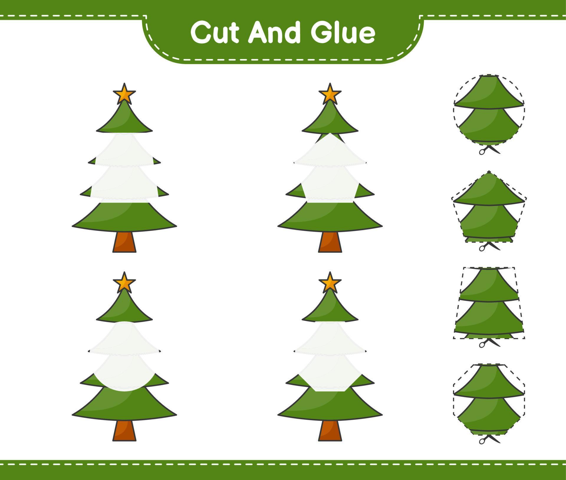 Cut and glue, cut parts of Christmas Tree and glue them. Educational