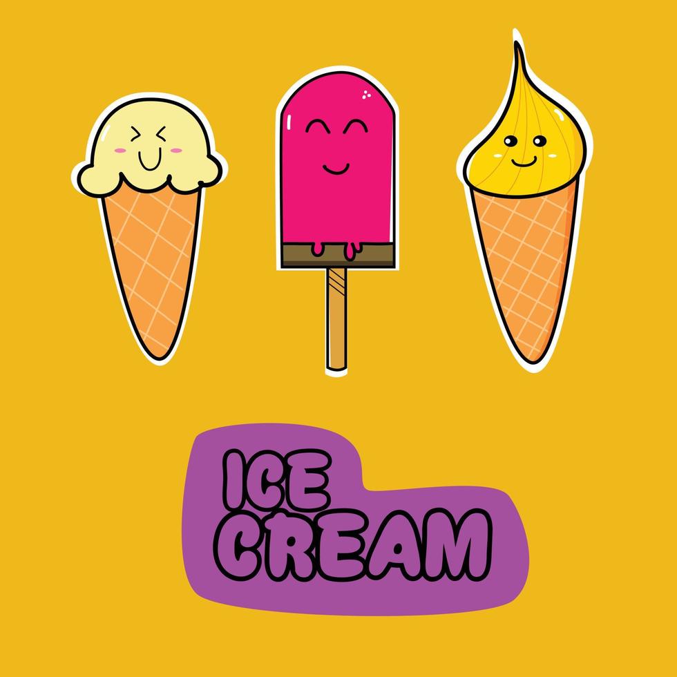 vector stock set kawai style ice cream doodles