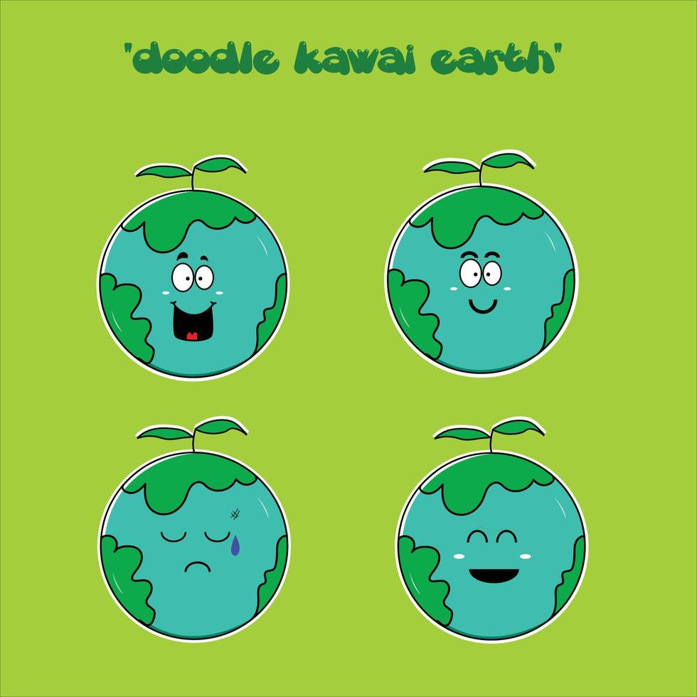 vector stock set earth kawai doodle