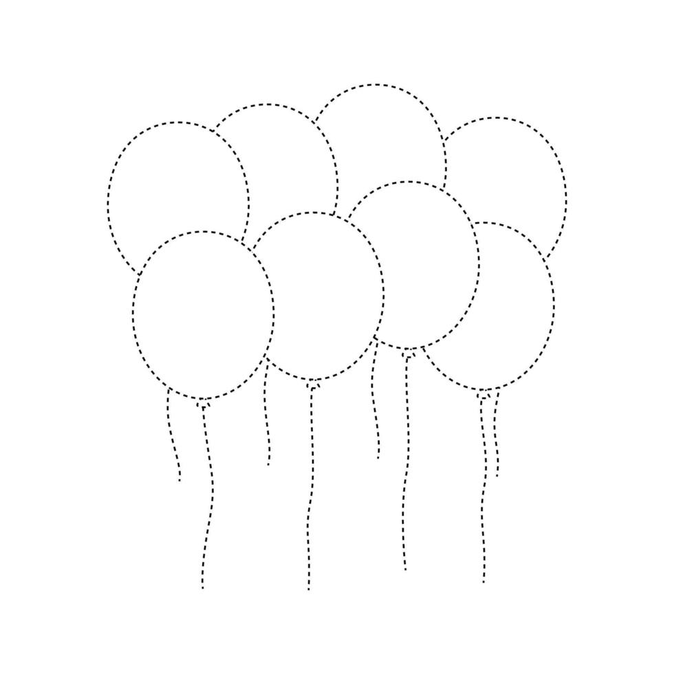 Balloon tracing worksheet for kids vector