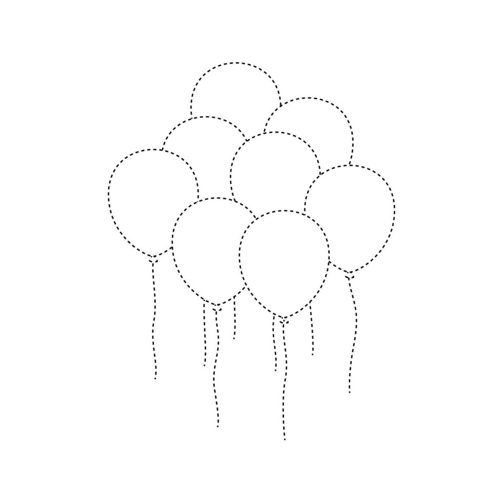 Balloon tracing worksheet for kids vector