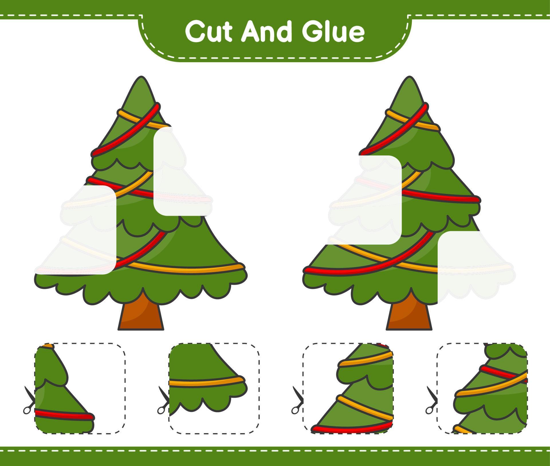 Cut and glue, cut parts of Christmas Tree and glue them. Educational