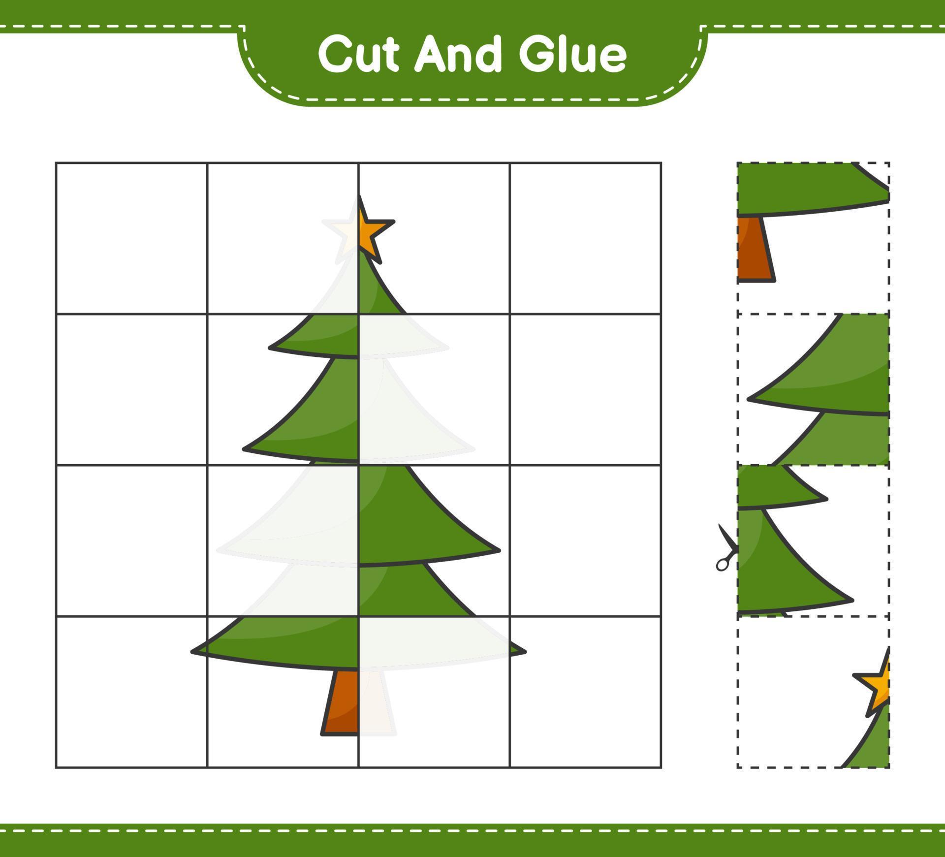 Cut and glue, cut parts of Christmas Tree and glue them. Educational