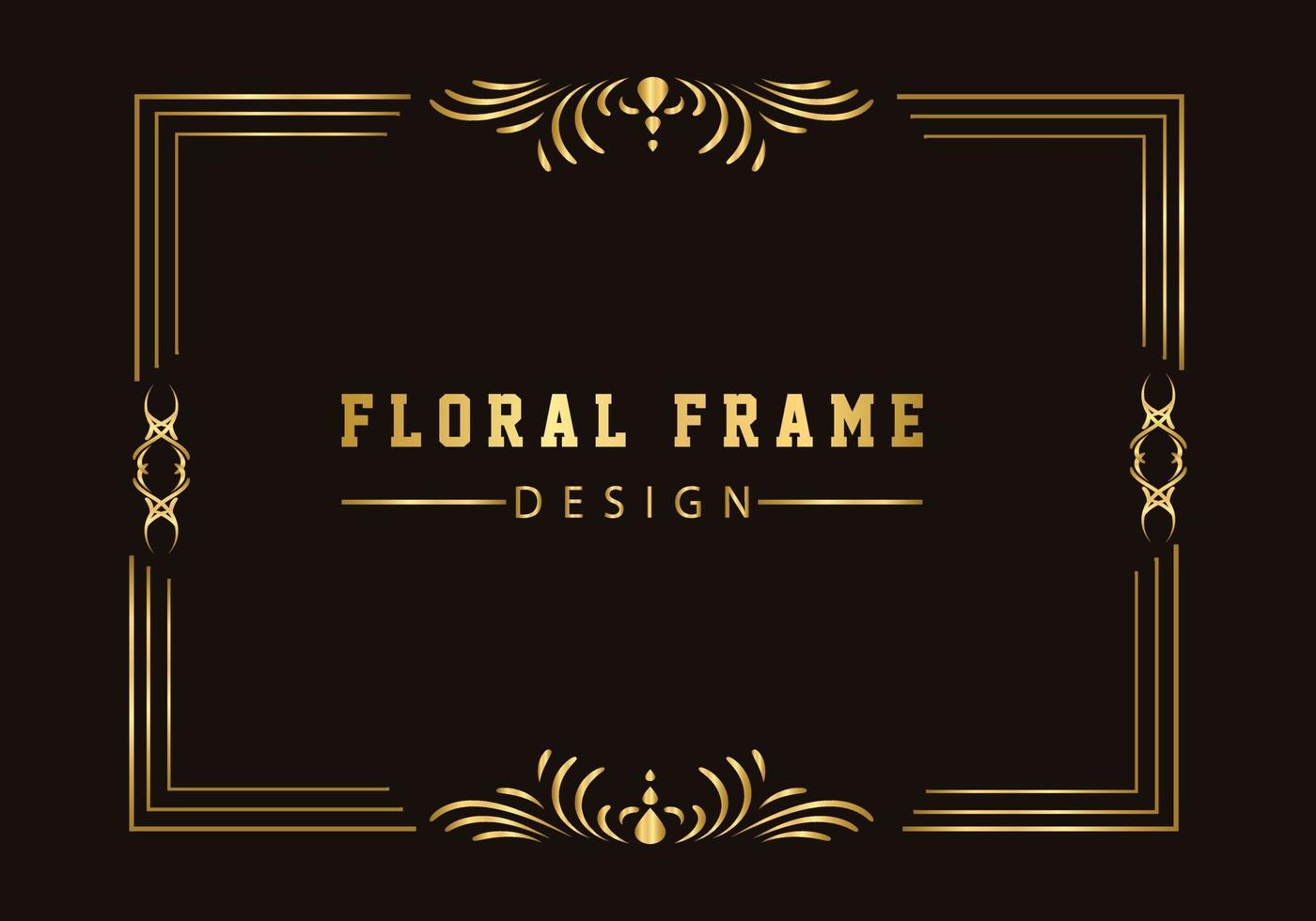 Vintage flourish ornament frame vector gold color for banner, wallpaper, invitation card